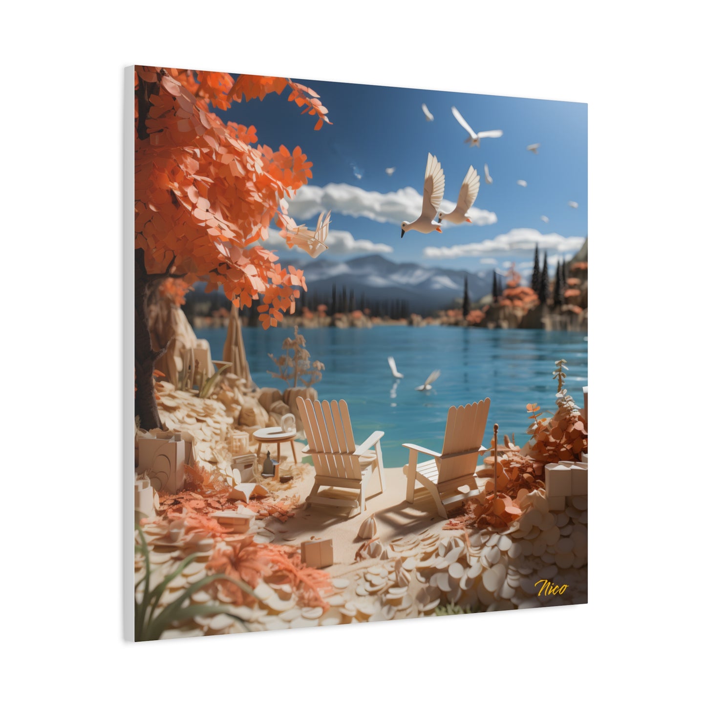 Atop The Mountain Lakeshore Series Print #10 - Streched Matte Canvas Print, 1.25" Thick