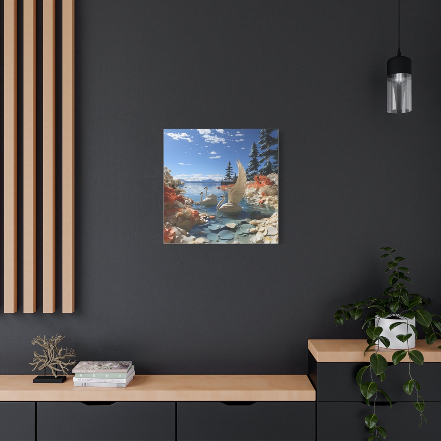 Atop The Mountain Lakeshore Series Print #1 - Streched Matte Canvas Print, 1.25" Thick