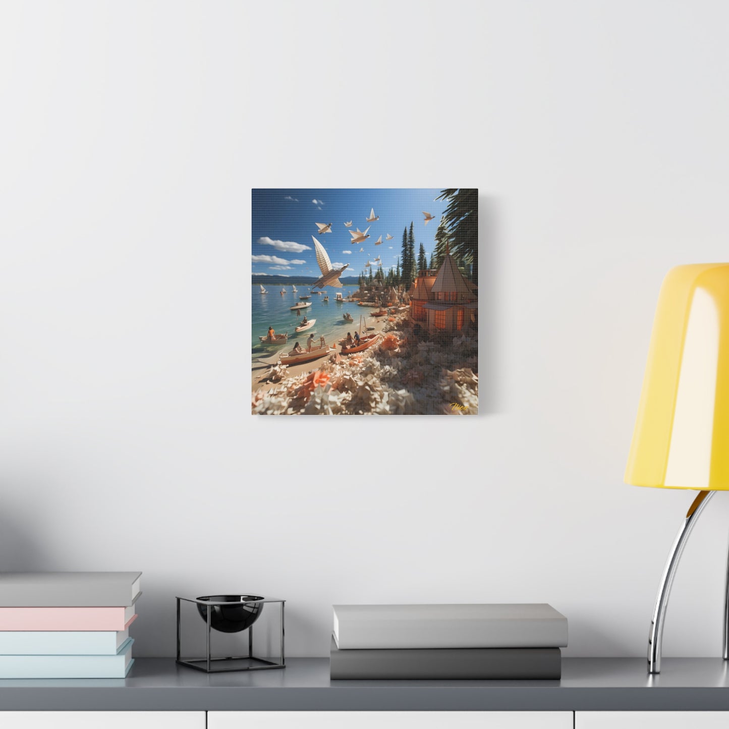 Atop The Mountain Lakeshore Series Print #6 - Streched Matte Canvas Print, 1.25" Thick