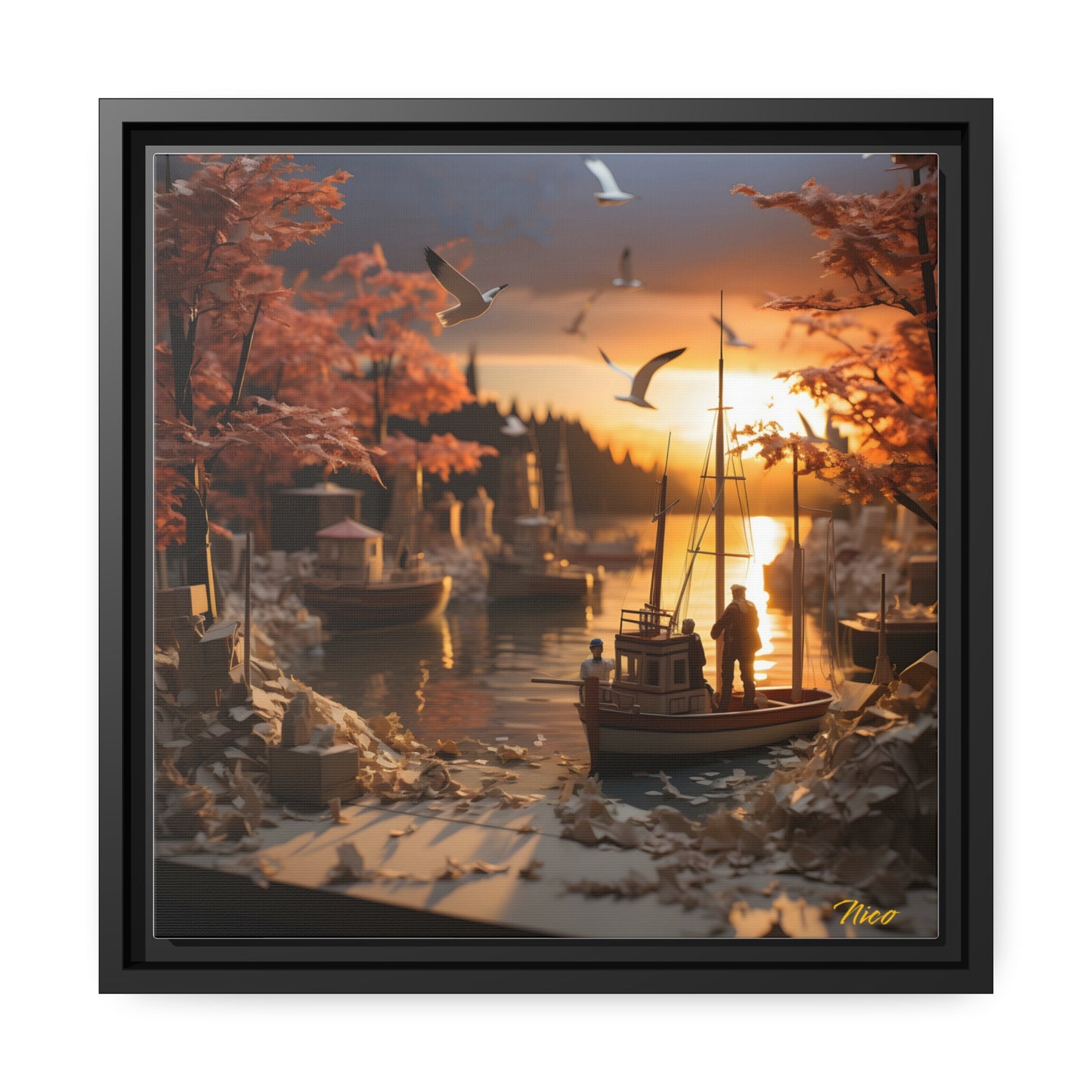 On The Docks By The Bay Series Print #2 - Black Framed Canvas Print