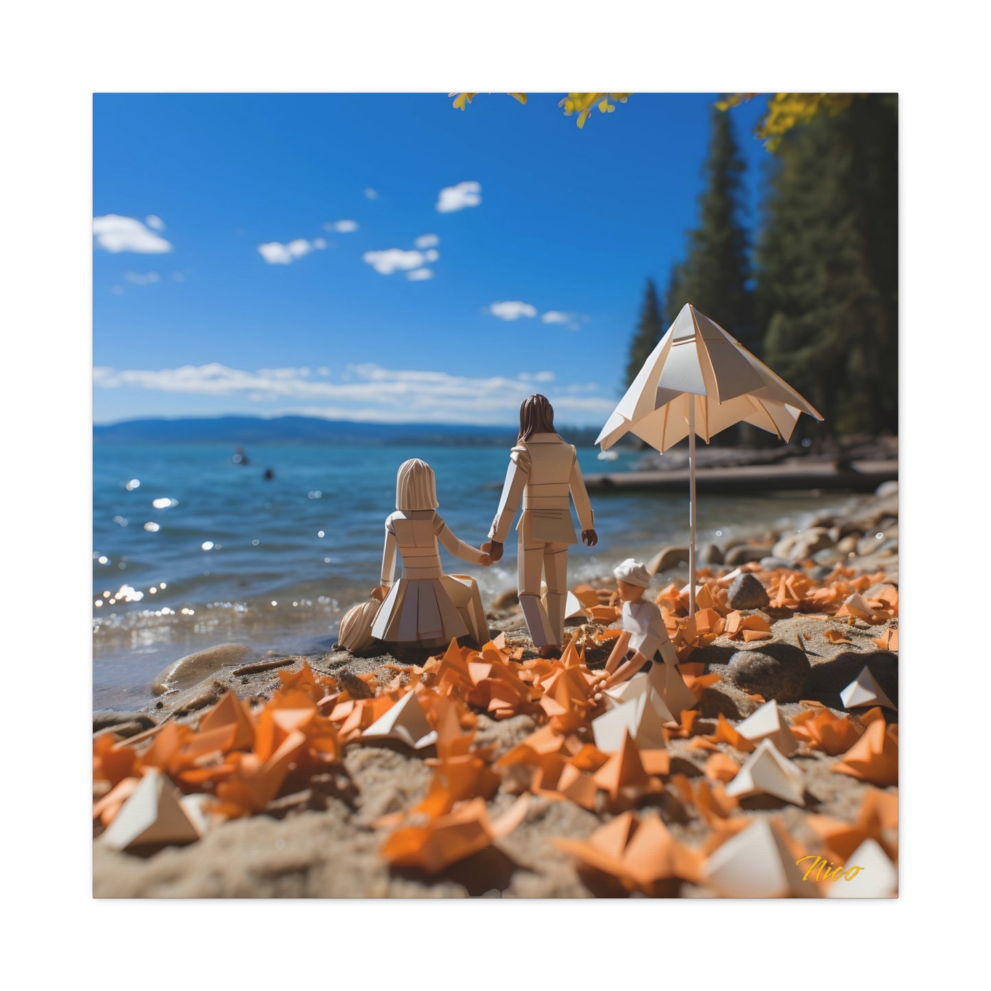 Atop The Mountain Lakeshore Series Print #5 - Streched Matte Canvas Print, 1.25" Thick