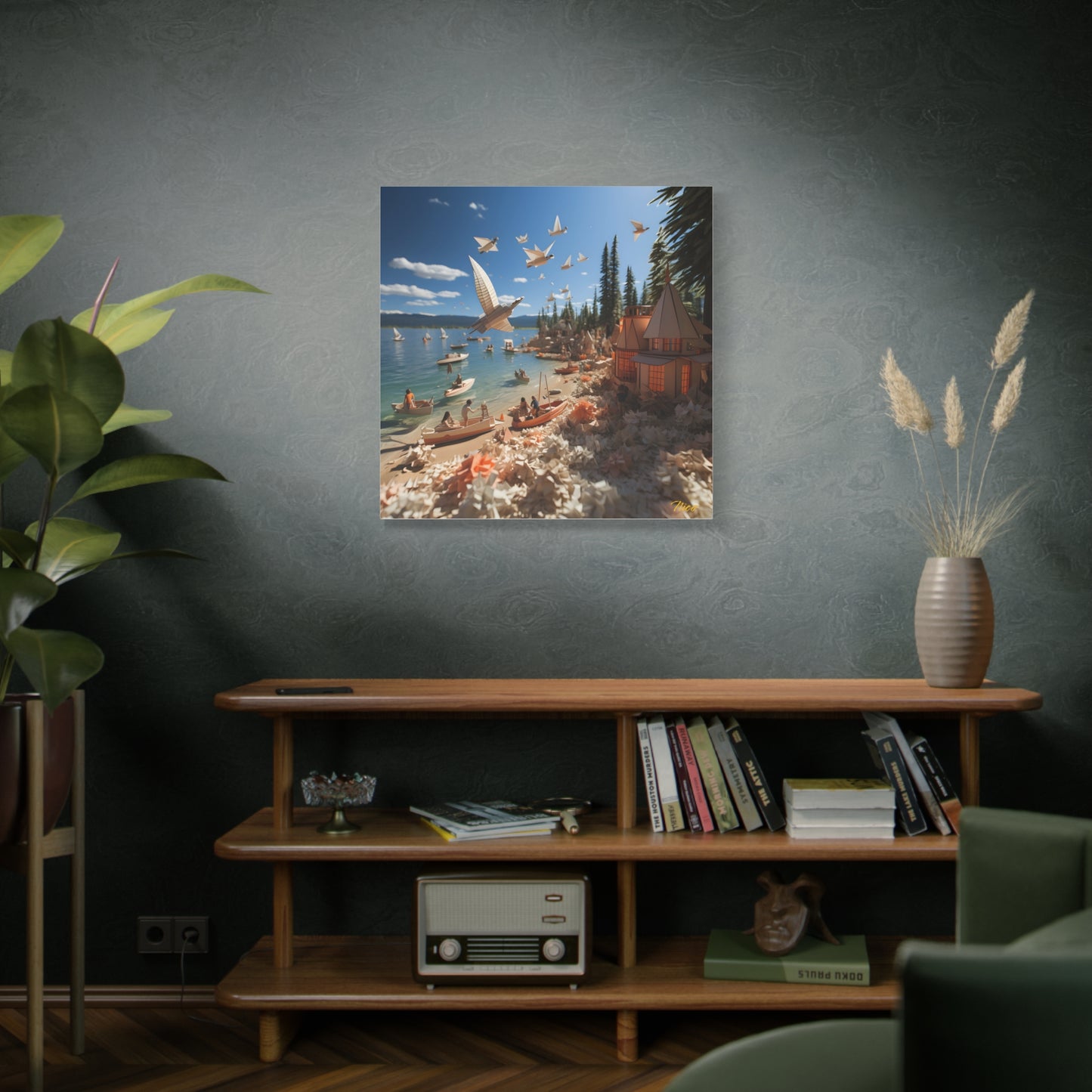 Atop The Mountain Lakeshore Series Print #6 - Streched Matte Canvas Print, 1.25" Thick