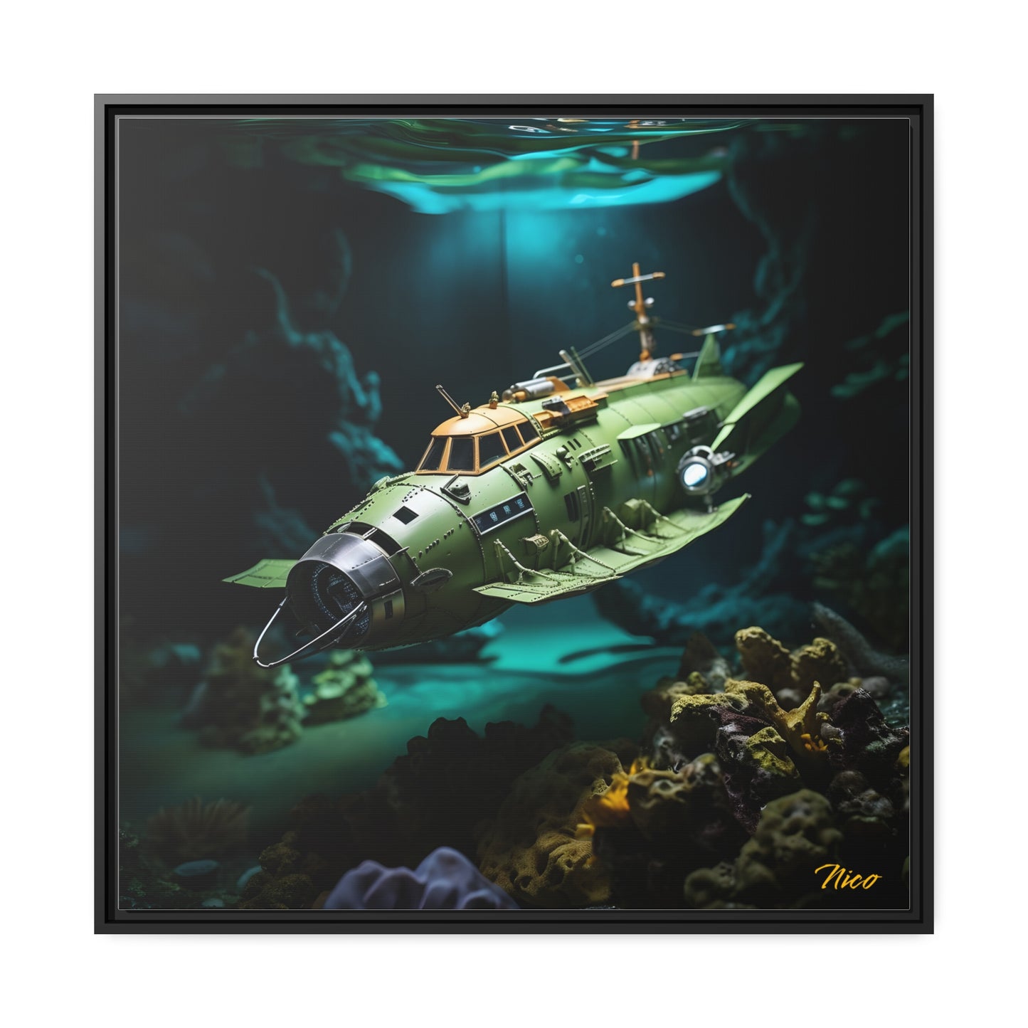 20,000 Under The Sea Series Print #10 - Black Framed Canvas Print
