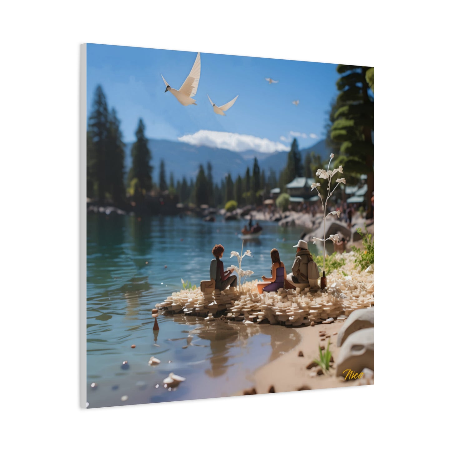 Atop The Mountain Lakeshore Series Print #7 - Streched Matte Canvas Print, 1.25" Thick