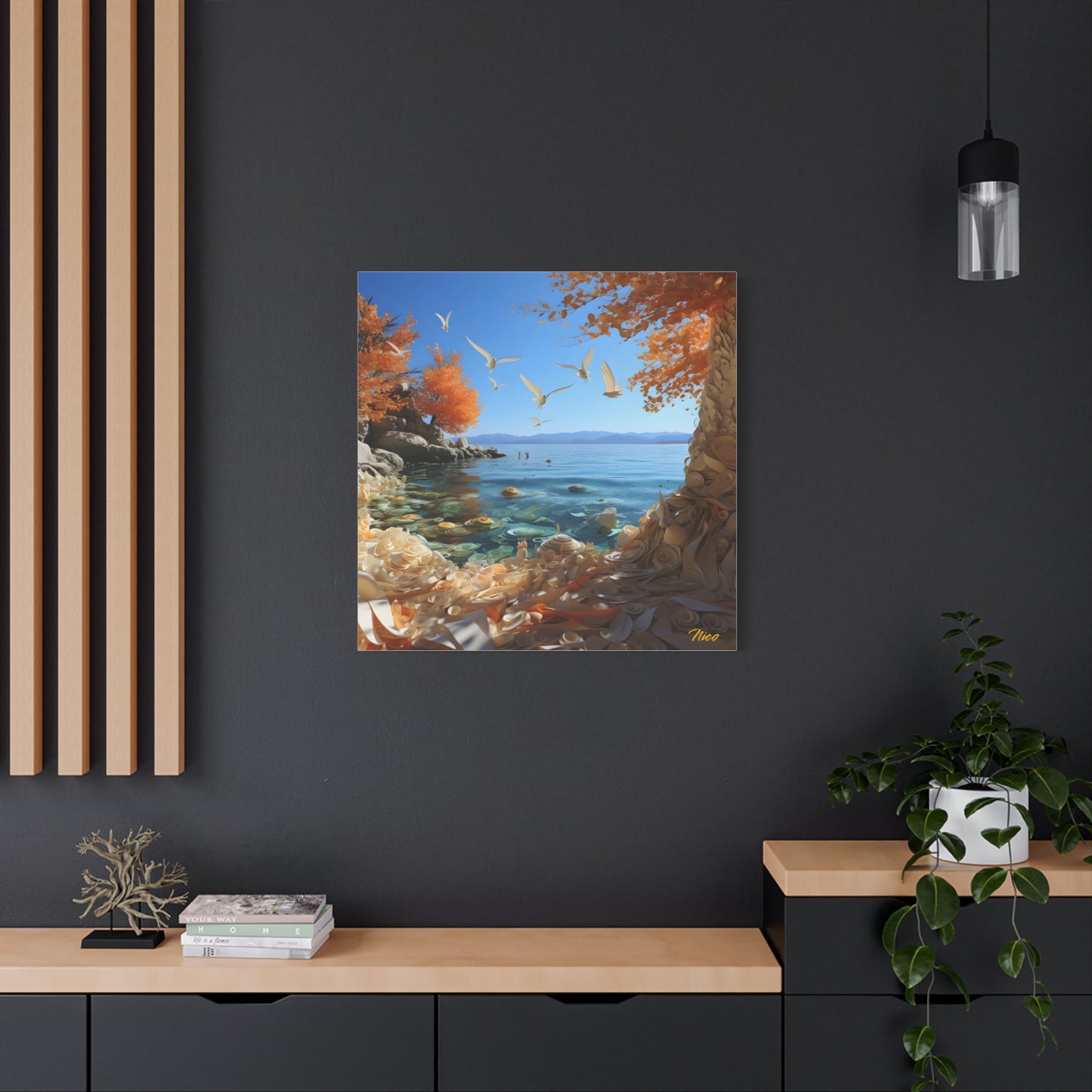 Atop The Mountain Lakeshore Series Print #9 - Streched Matte Canvas Print, 1.25" Thick