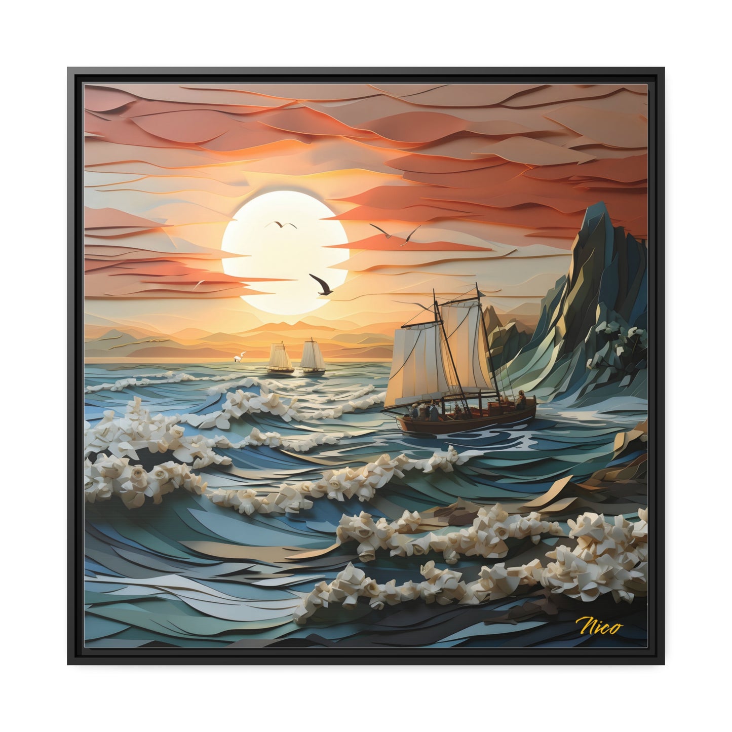 Into The Sunset Series Print #6 - Black Framed Canvas Print