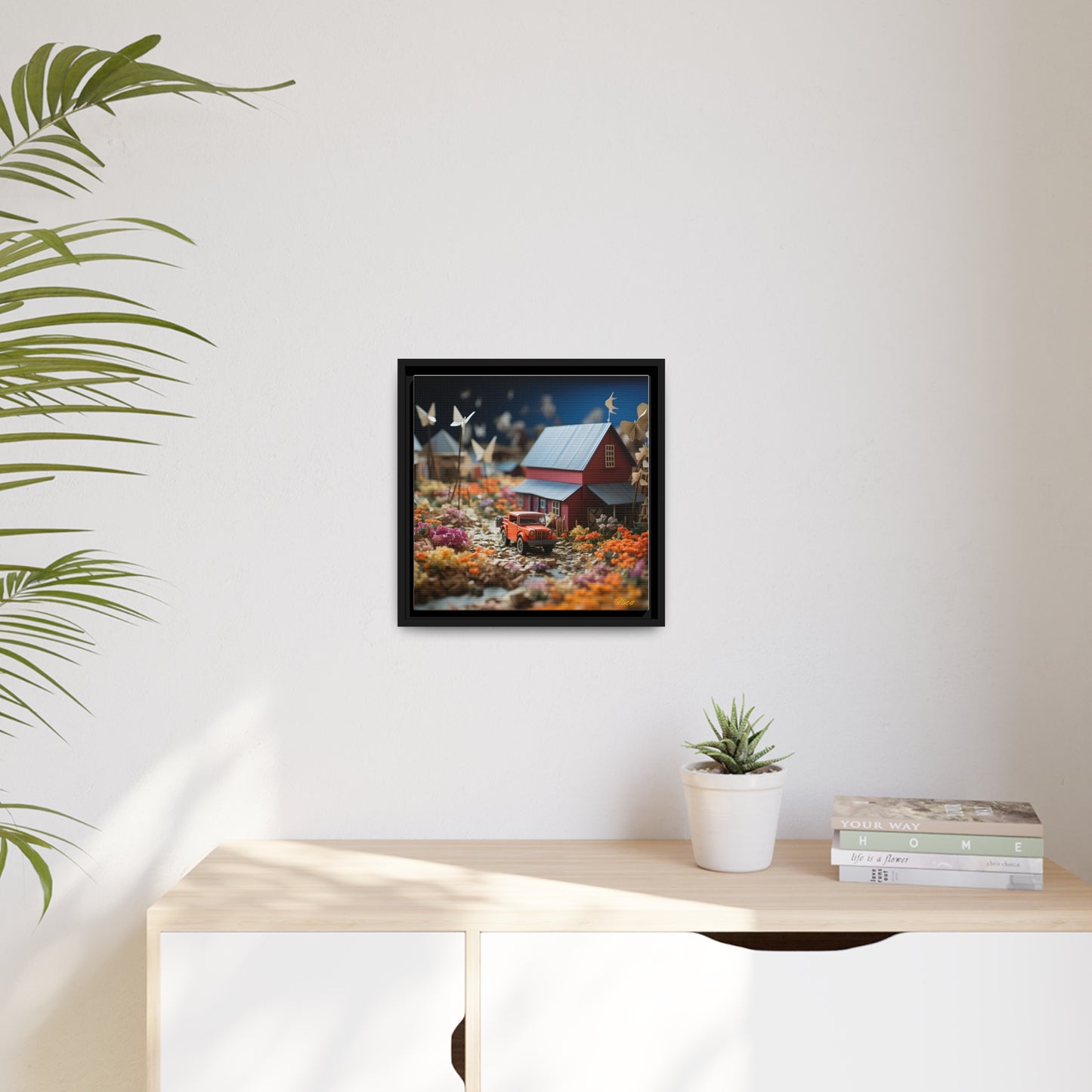 Meadow By The Farm Series Print #3 - Black Framed Canvas Print