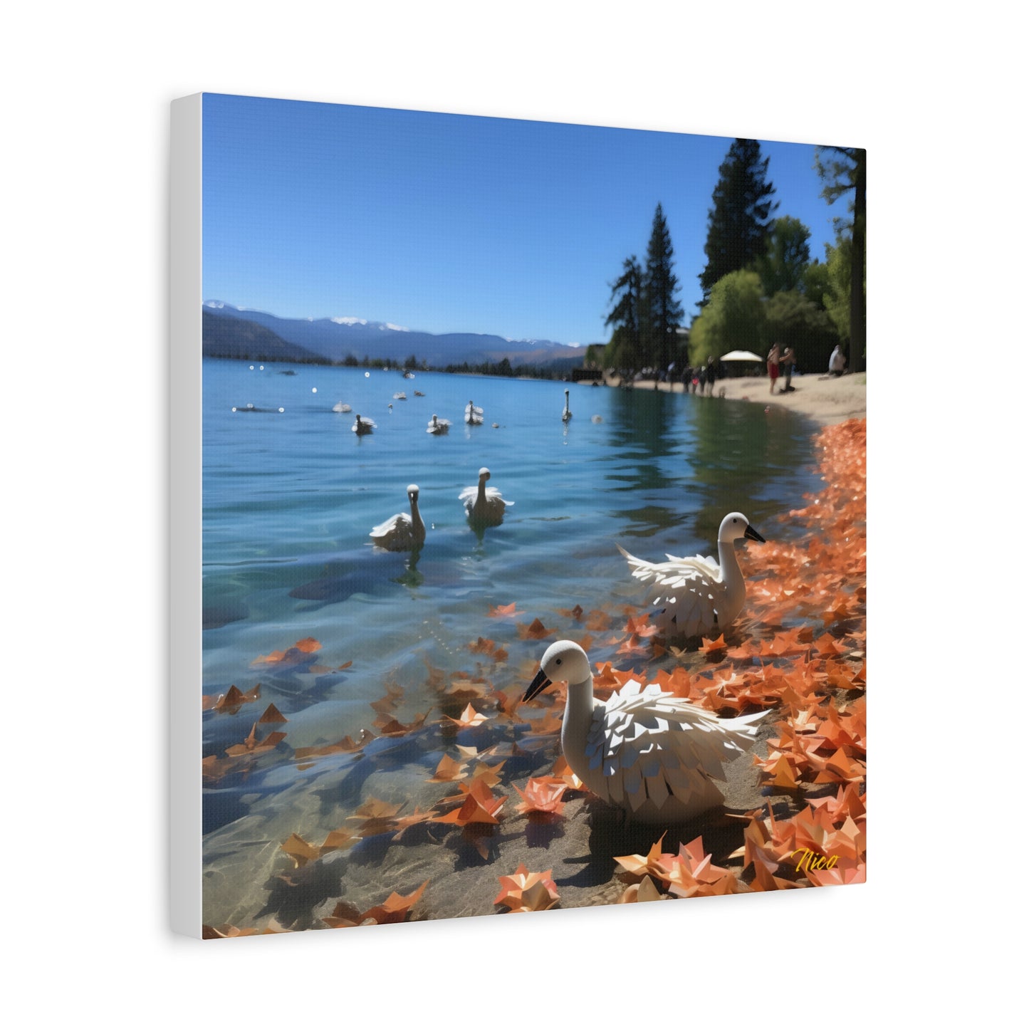 Atop The Mountain Lakeshore Series Print #2 - Streched Matte Canvas Print, 1.25" Thick