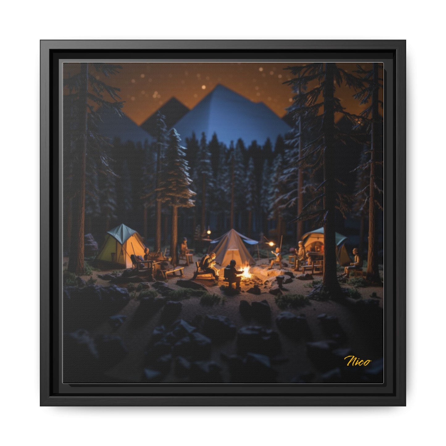 Under The Starry Skies Series Print #1 - Black Framed Canvas Print