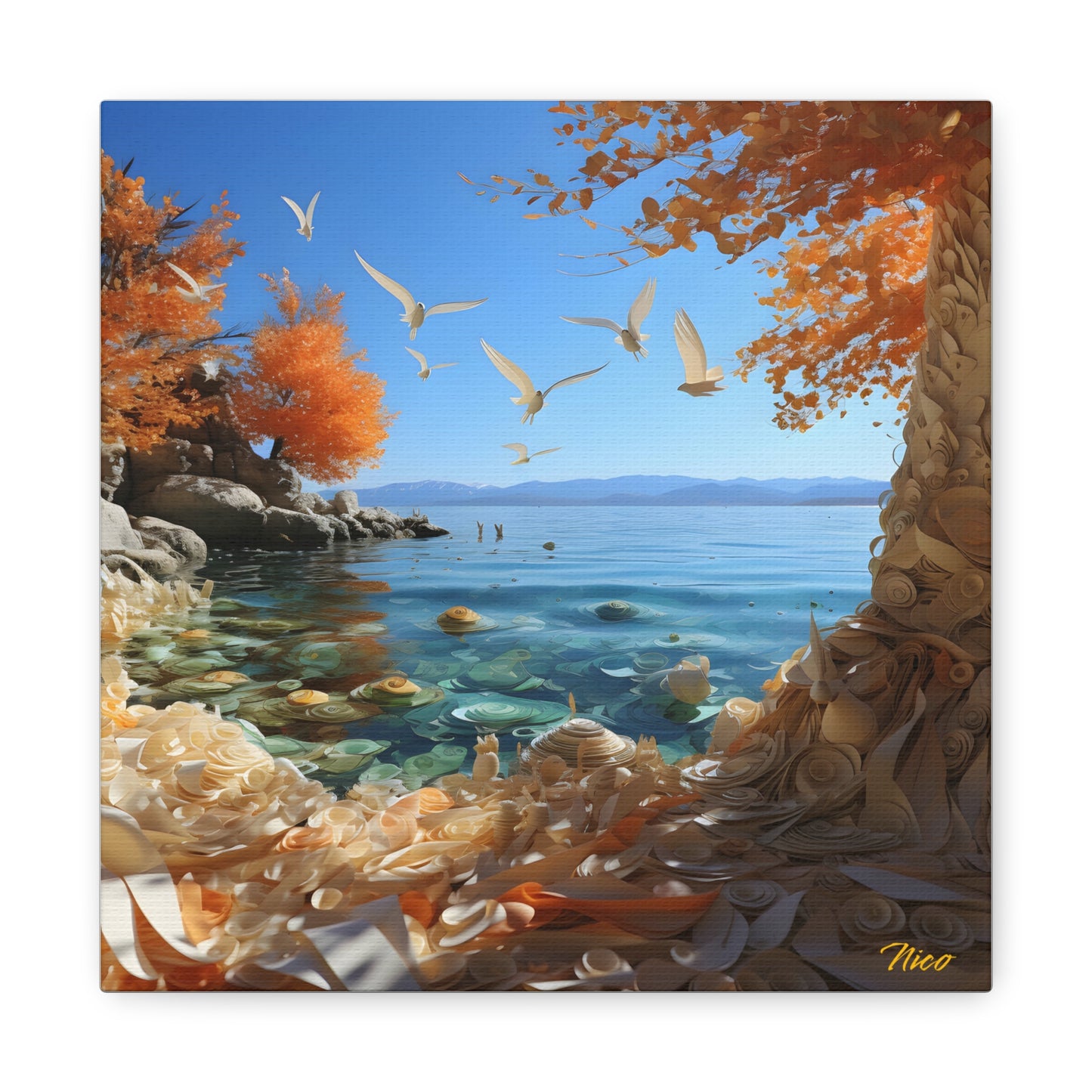 Atop The Mountain Lakeshore Series Print #9 - Streched Matte Canvas Print, 1.25" Thick