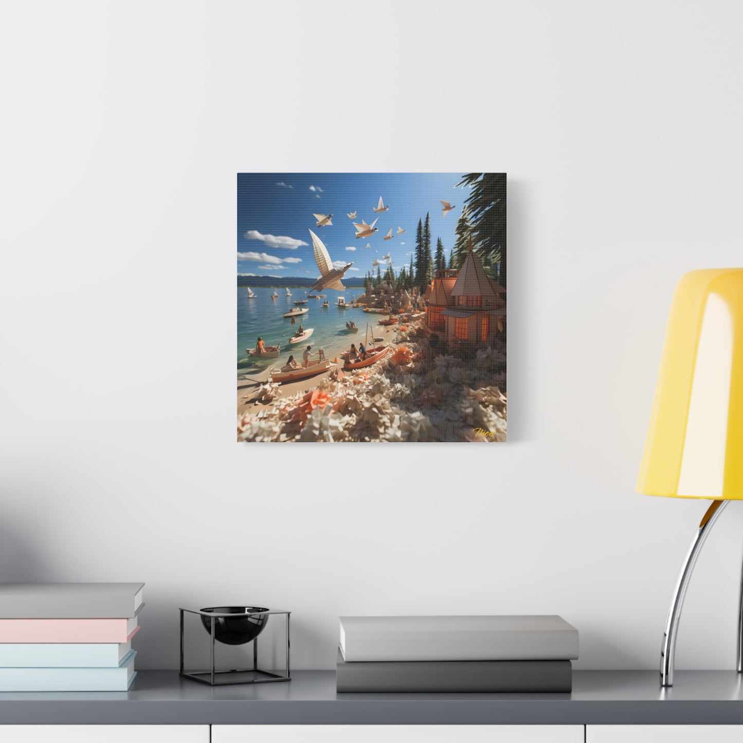 Atop The Mountain Lakeshore Series Print #6 - Streched Matte Canvas Print, 1.25" Thick