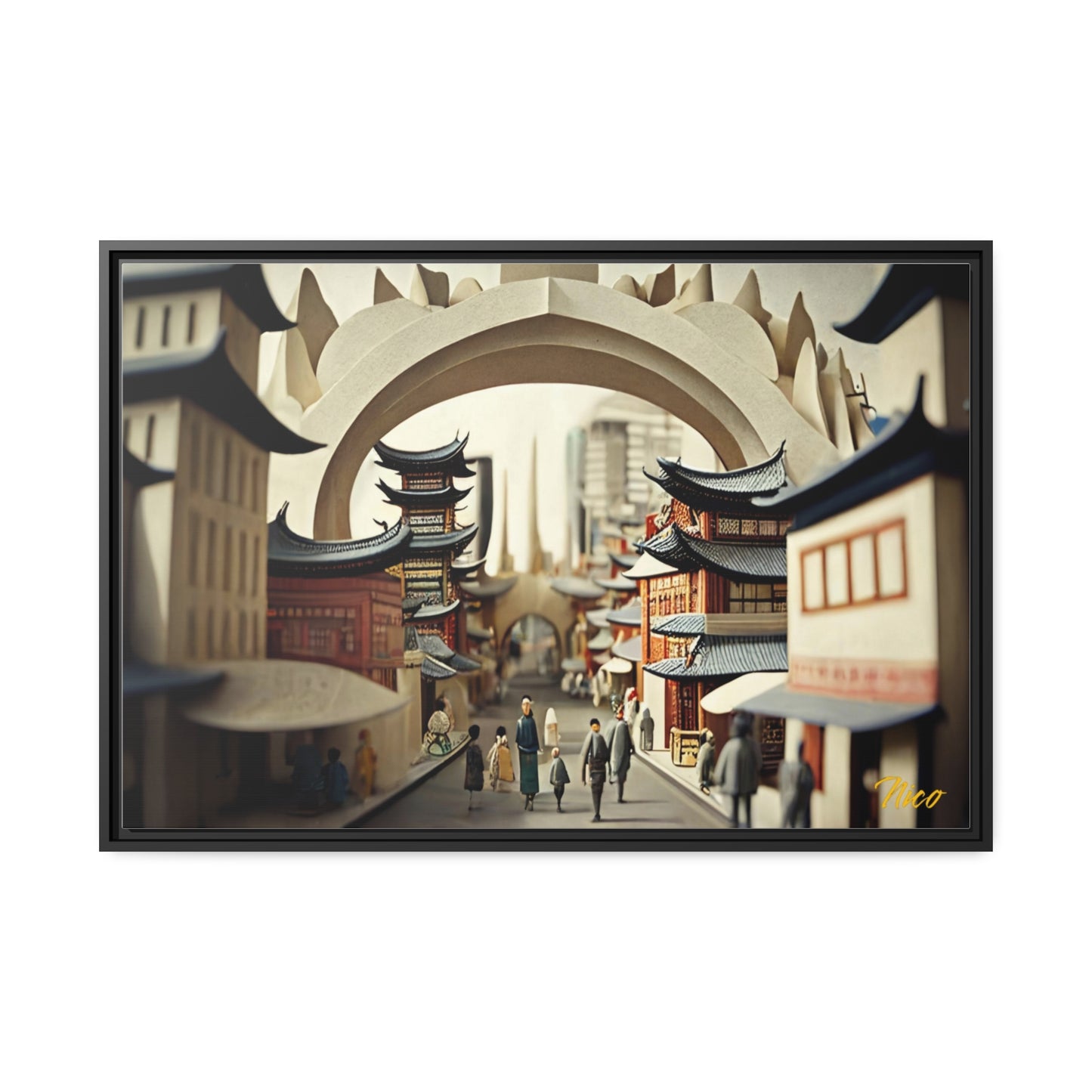 Via The Metropolis Series Print #3 - Extended Black Framed Matte Canvas Print