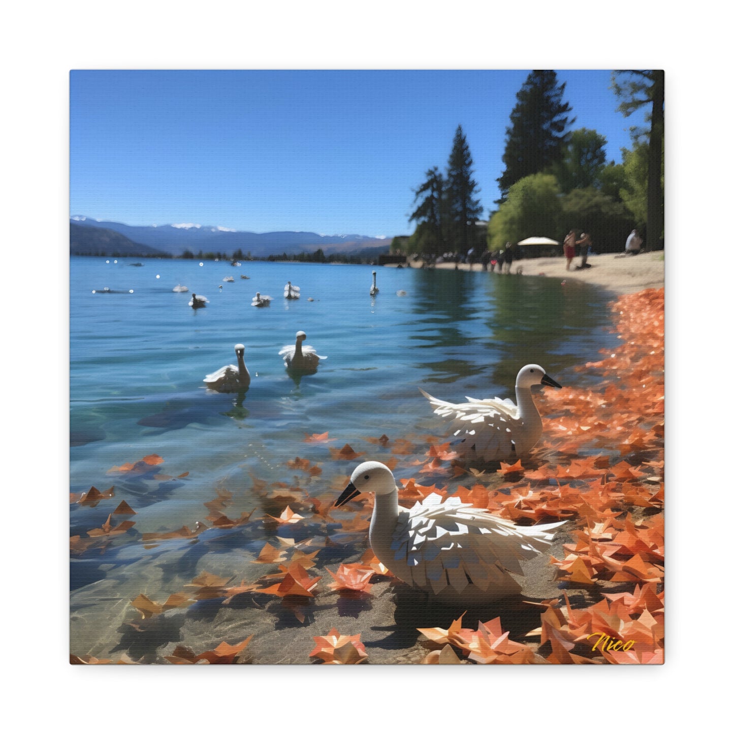 Atop The Mountain Lakeshore Series Print #2 - Streched Matte Canvas Print, 1.25" Thick
