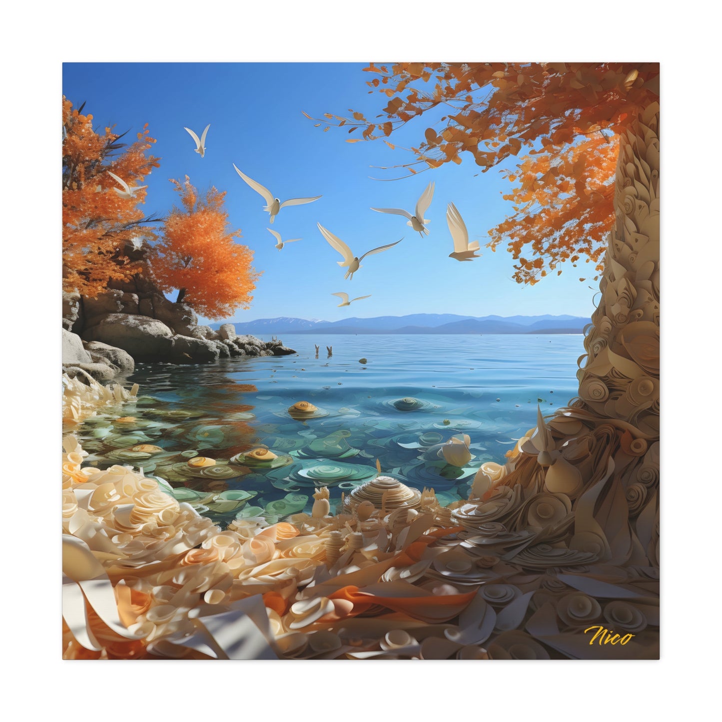 Atop The Mountain Lakeshore Series Print #9 - Streched Matte Canvas Print, 1.25" Thick