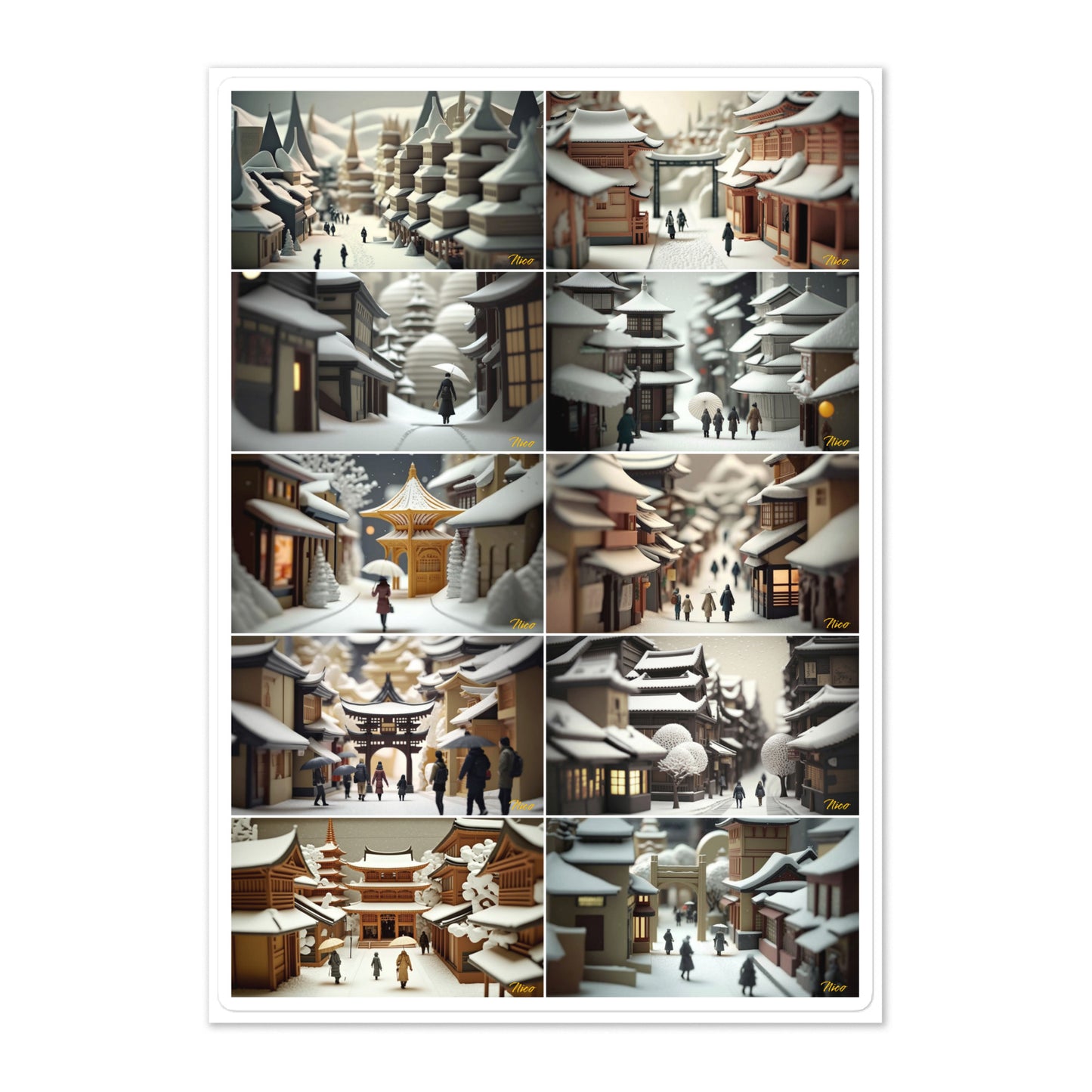 I Wish It Would Snow - All 10 Prints In Series- Sticker sheet