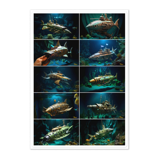 20,000 Leagues Under The Sea - All 10 Prints In Series - Sticker sheet