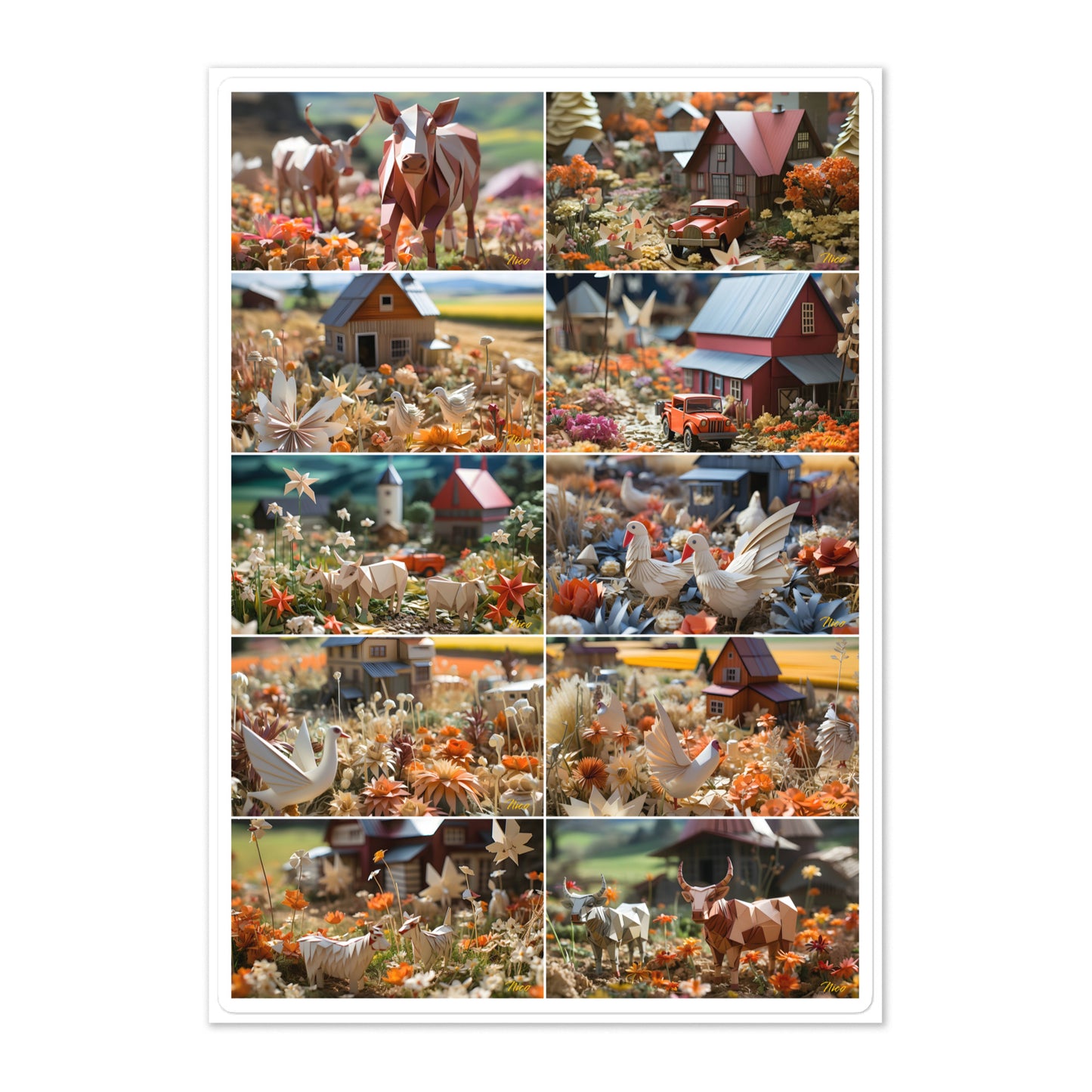 Meadow By The Farm - All 10 Prints In Series - Sticker sheet