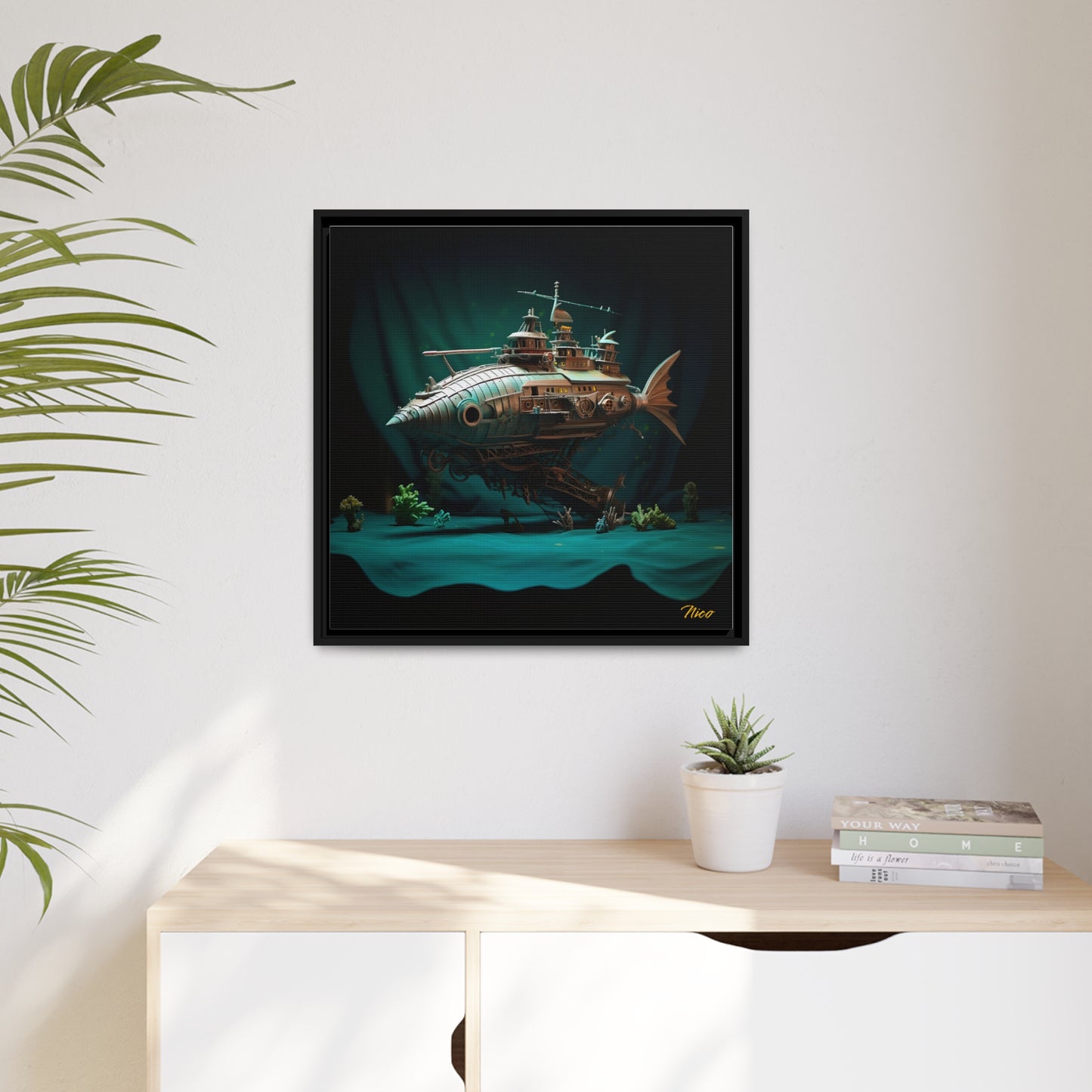 20,000 Under The Sea Series Print #2 - Black Framed Canvas Print