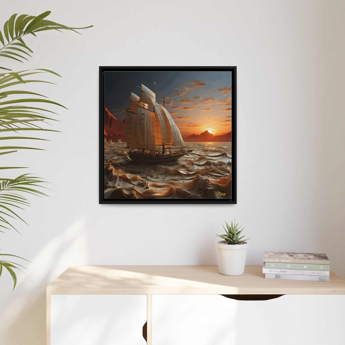 Into The Sunset Series Print #1 - Black Framed Canvas Print