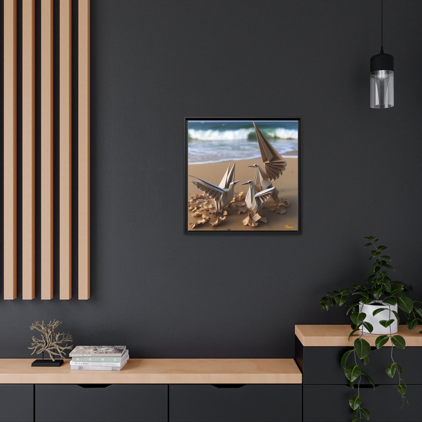 By The Seaside Series Print #1 - Black Framed Canvas Print