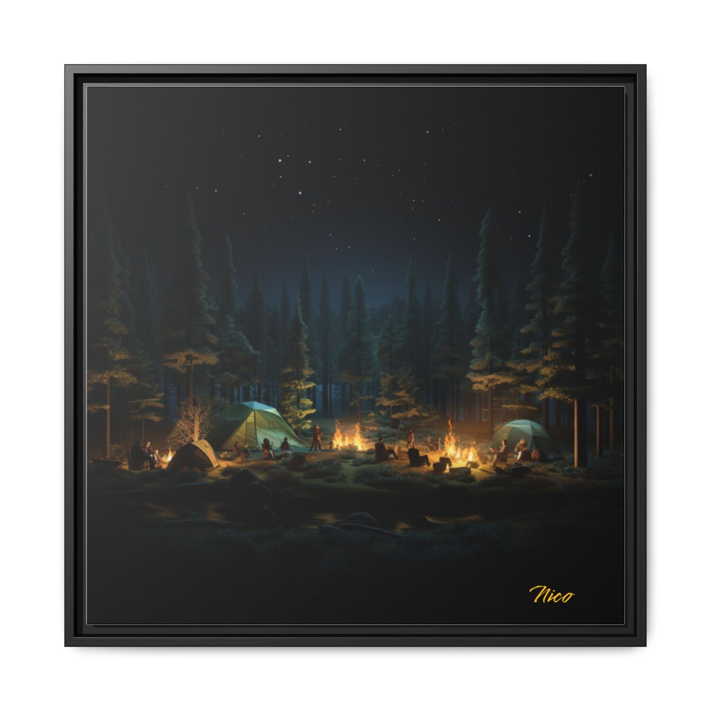 Under The Starry Skies Series Print #2 - Black Framed Canvas Print