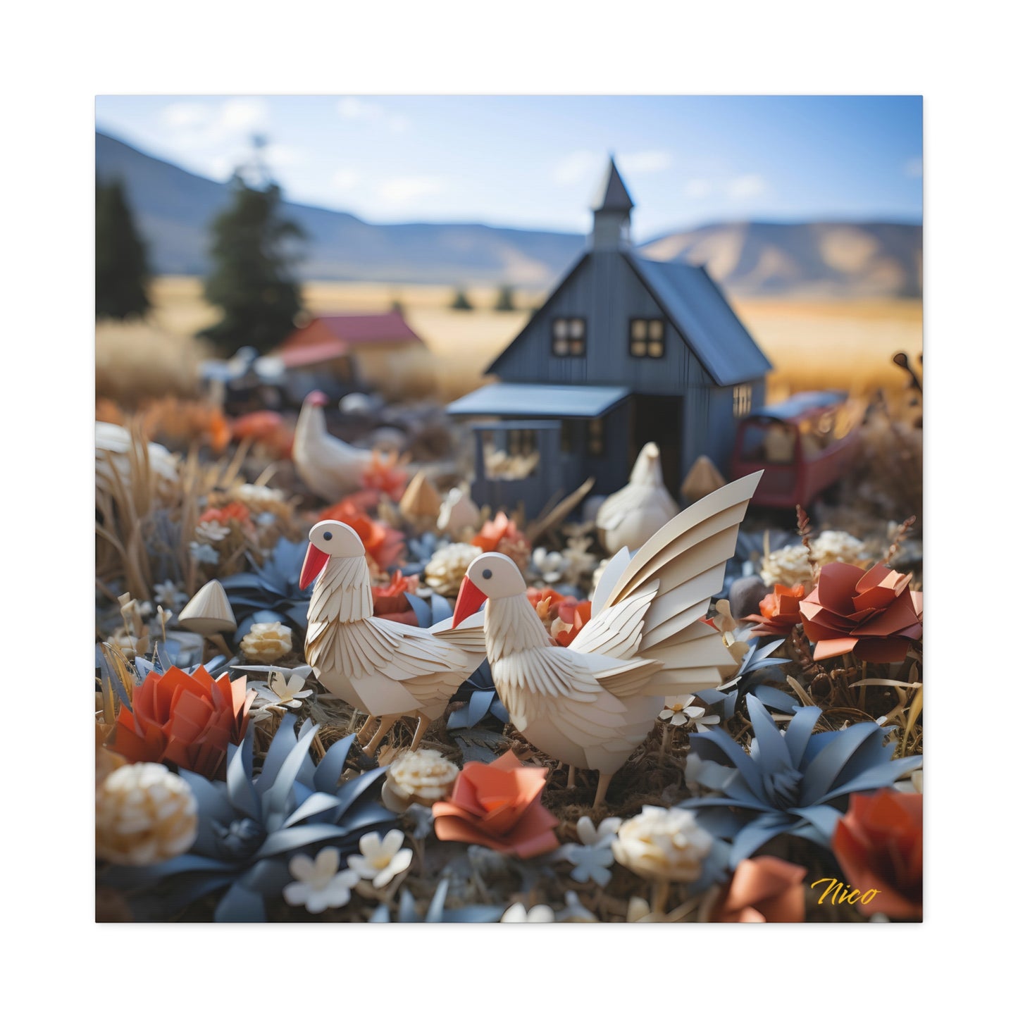 Meadow By The Farm Series Print #6 - Streched Matte Canvas Print, 1.25" Thick