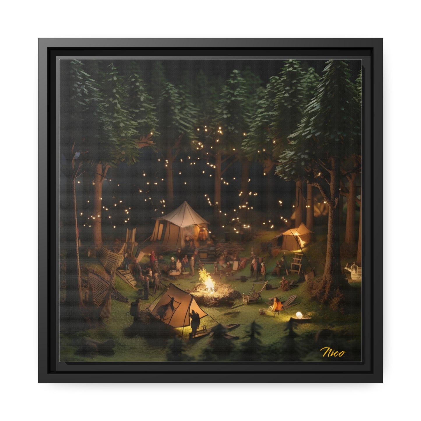 Campfire Series Print #5 - Black Framed Canvas Print