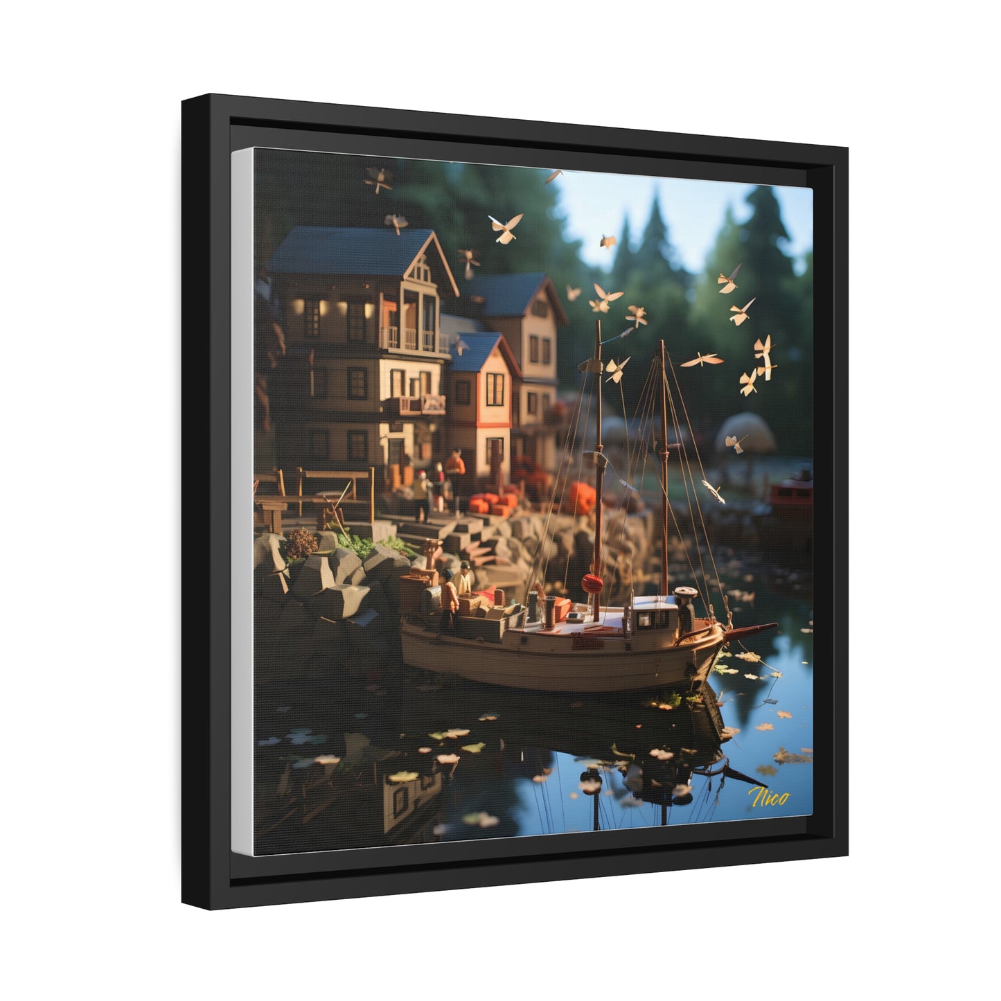 On The Docks By The Bay Series Print #7 - Black Framed Canvas Print