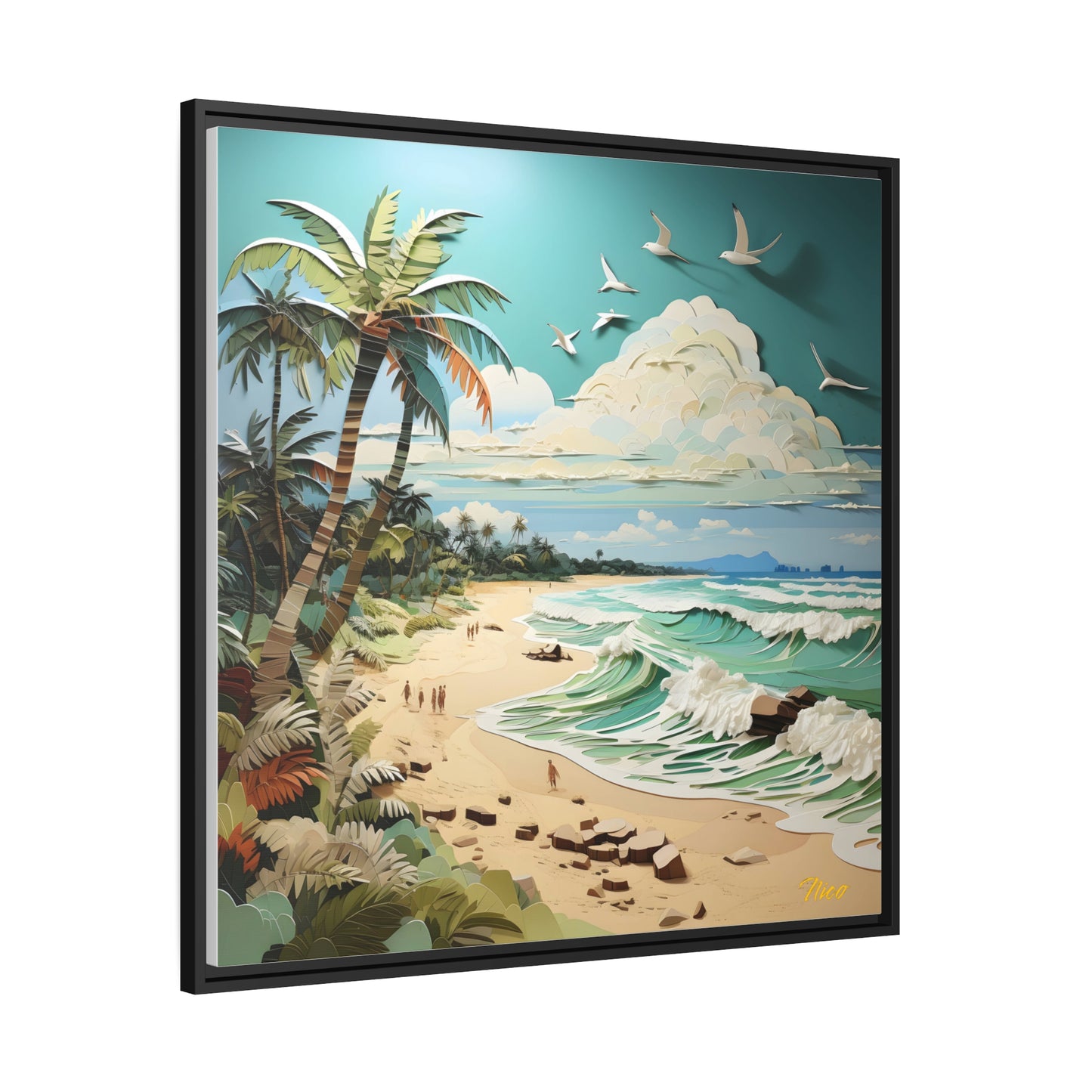 By The Seaside Series Print #2 - Black Framed Canvas Print