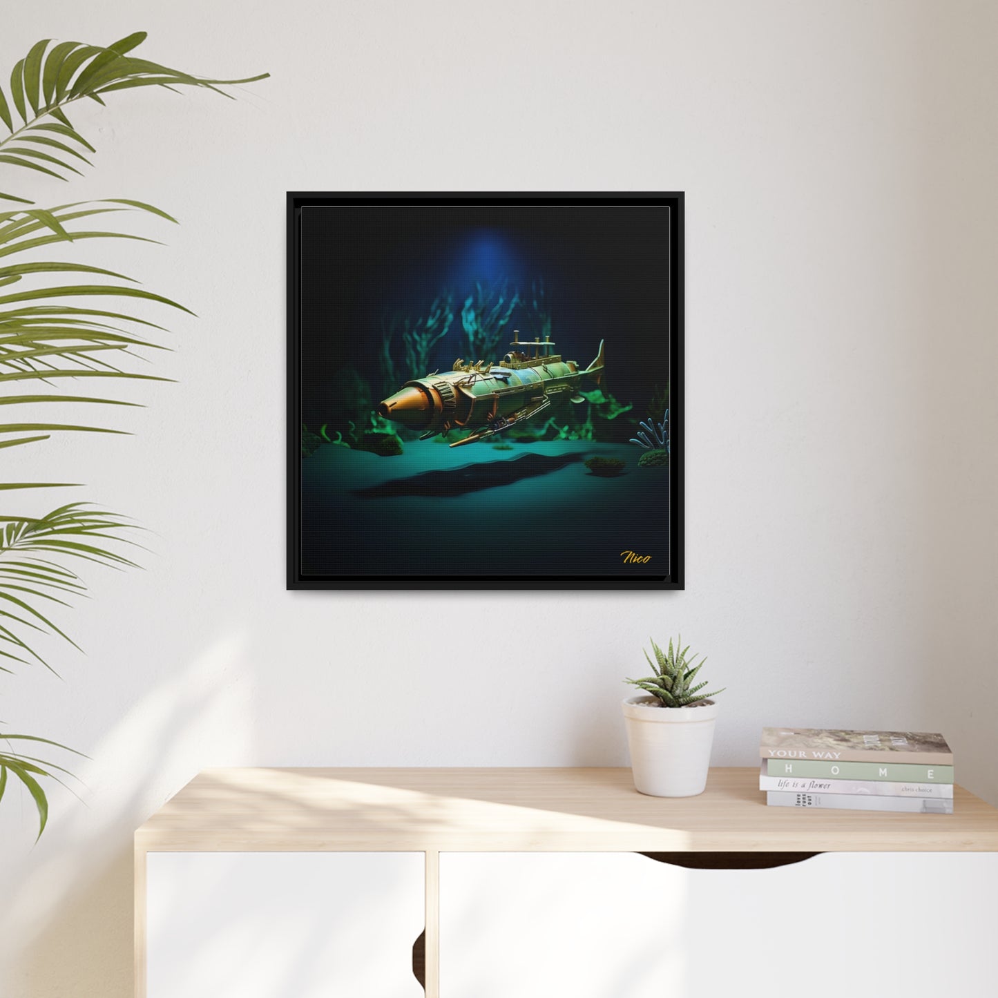 20,000 Under The Sea Series Print #6 - Black Framed Canvas Print