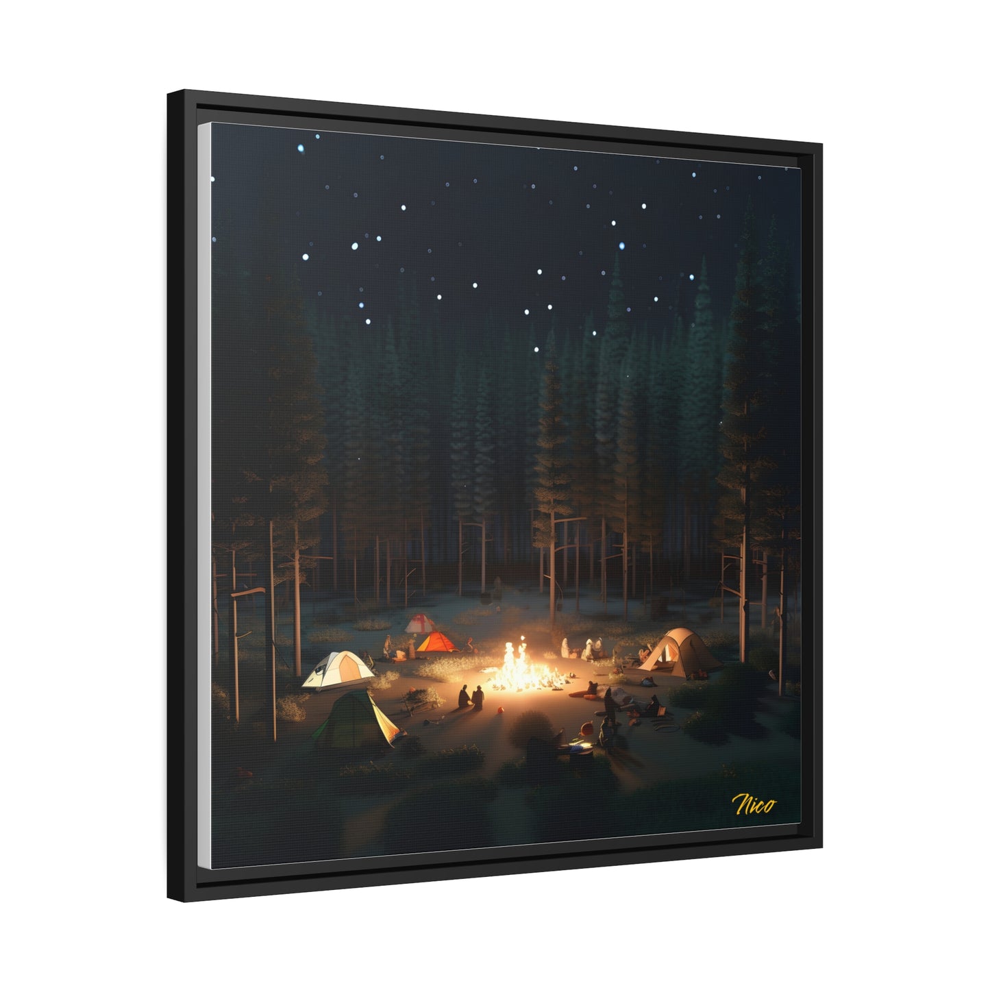 Campfire Series Print #2 - Black Framed Canvas Print