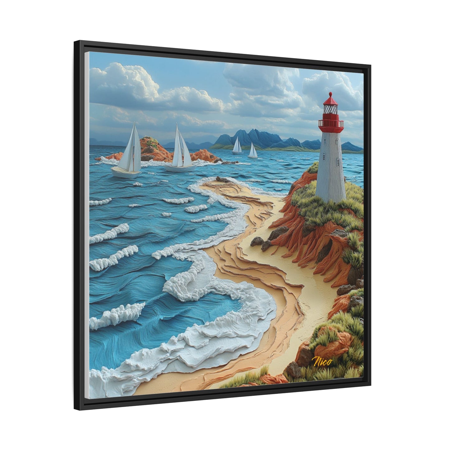 By The Seaside Series Print #4 - Black Framed Canvas Print