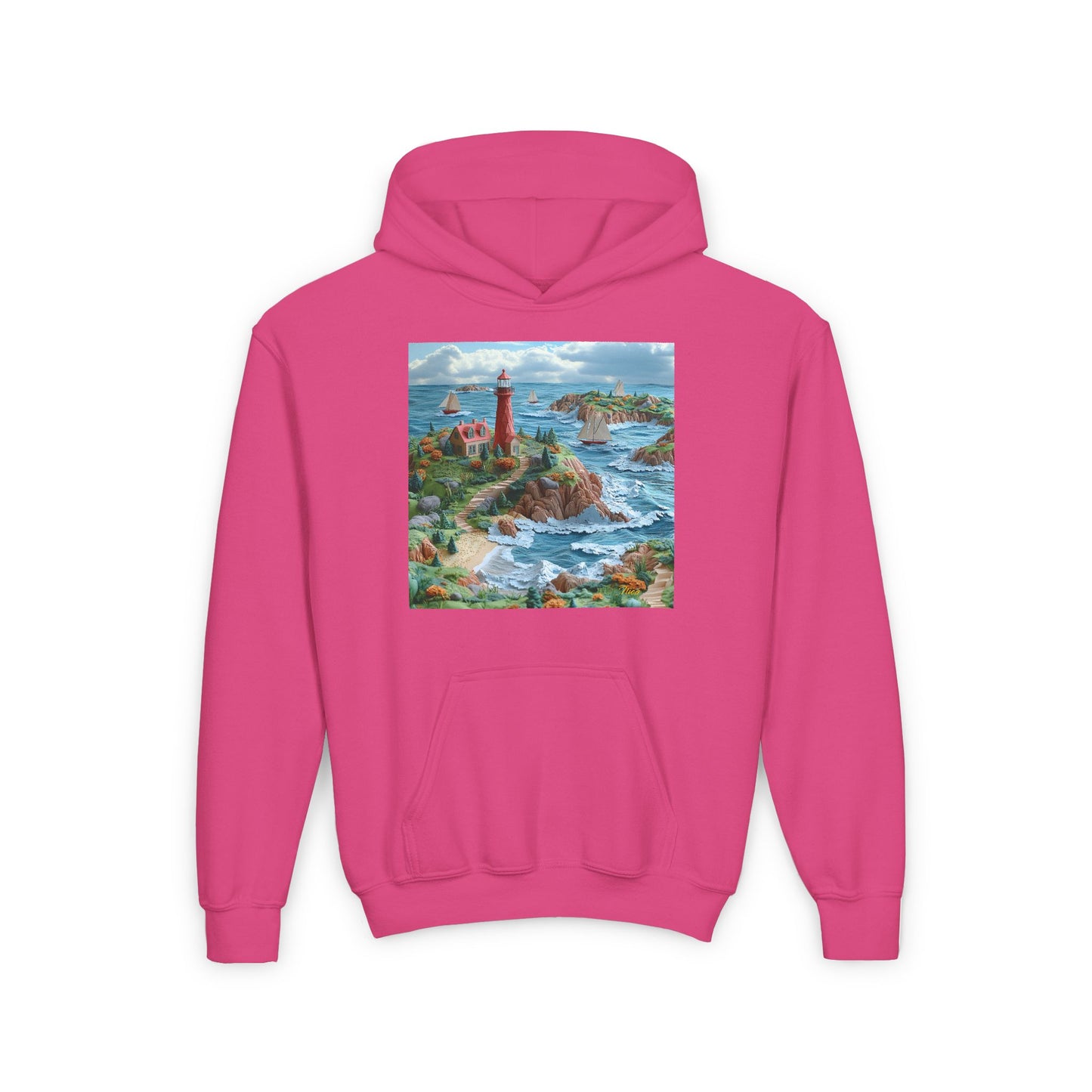 By The Seaside Series Print #6 Youth Heavy Blend Hooded Sweatshirt