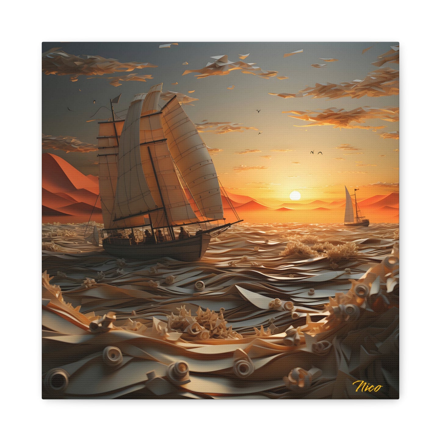 Into The Sunset Series Print #5 - Streched Matte Canvas Print, 1.25" Thick