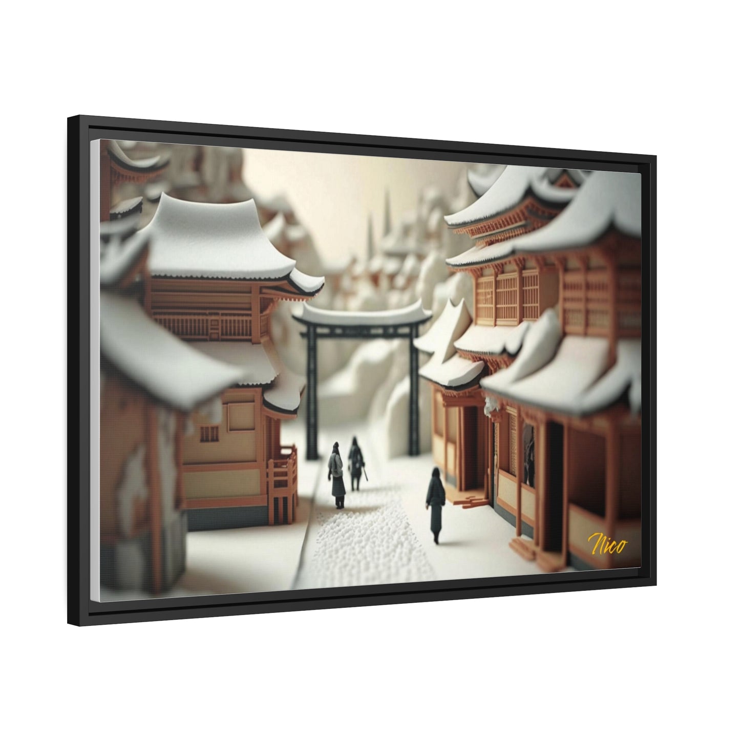 Asian Snow Series Print #2 - Extended Black Framed Canvas Print