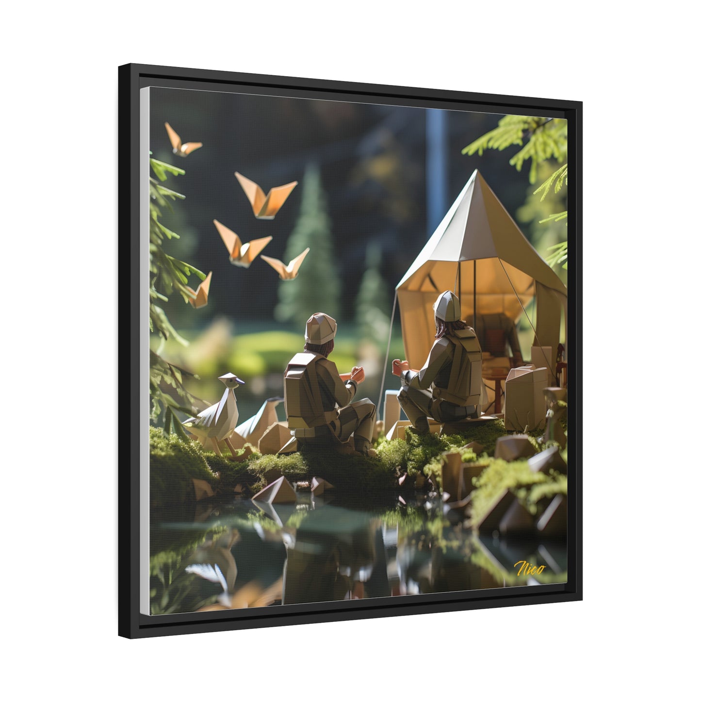 Relaxing By The Brook Series Print #5 - Black Framed Canvas Print