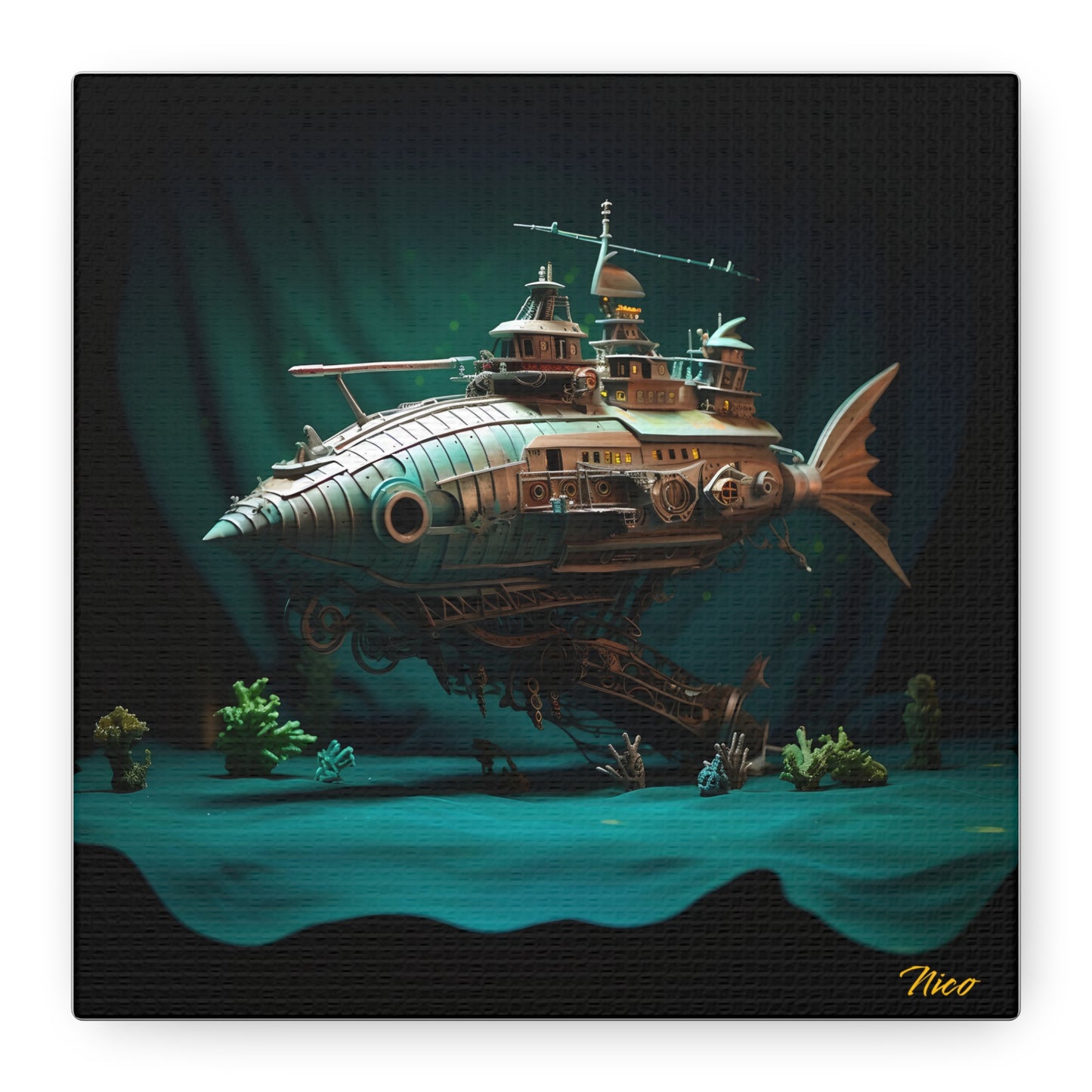 20,000 Leagues Under The Sea Series Print #2 - Streched Matte Canvas Print, 1.25" Thick