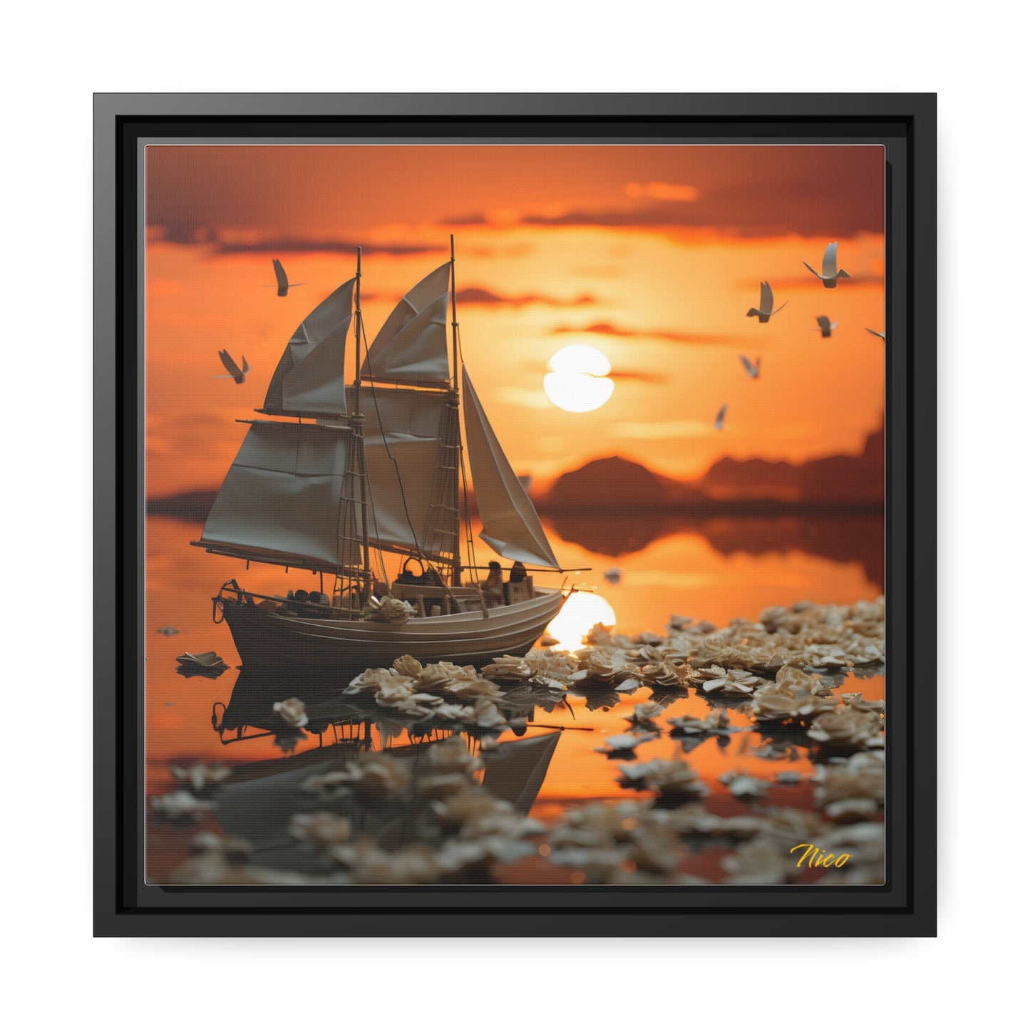 Into The Sunset Series Print #9 - Black Framed Canvas Print