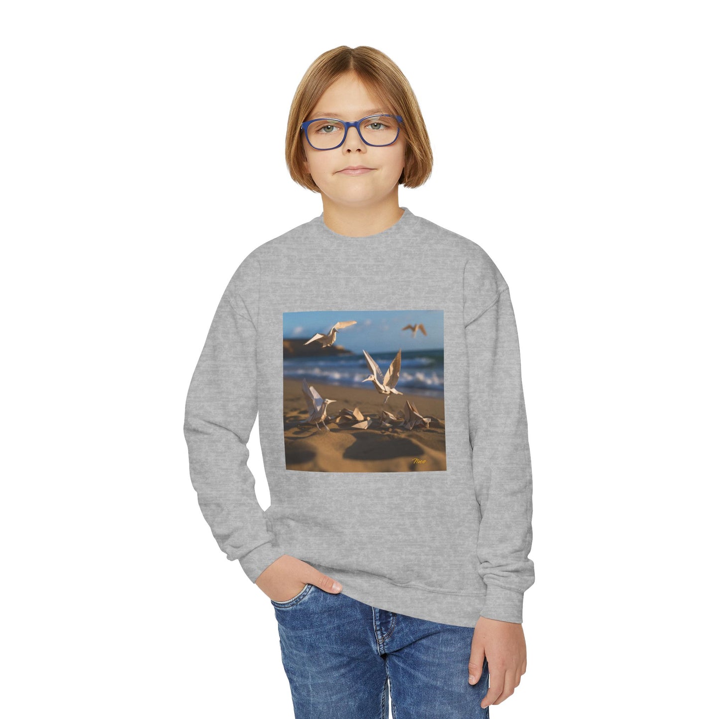 By The Seaside Series Print #7 Youth Crewneck Sweatshirt