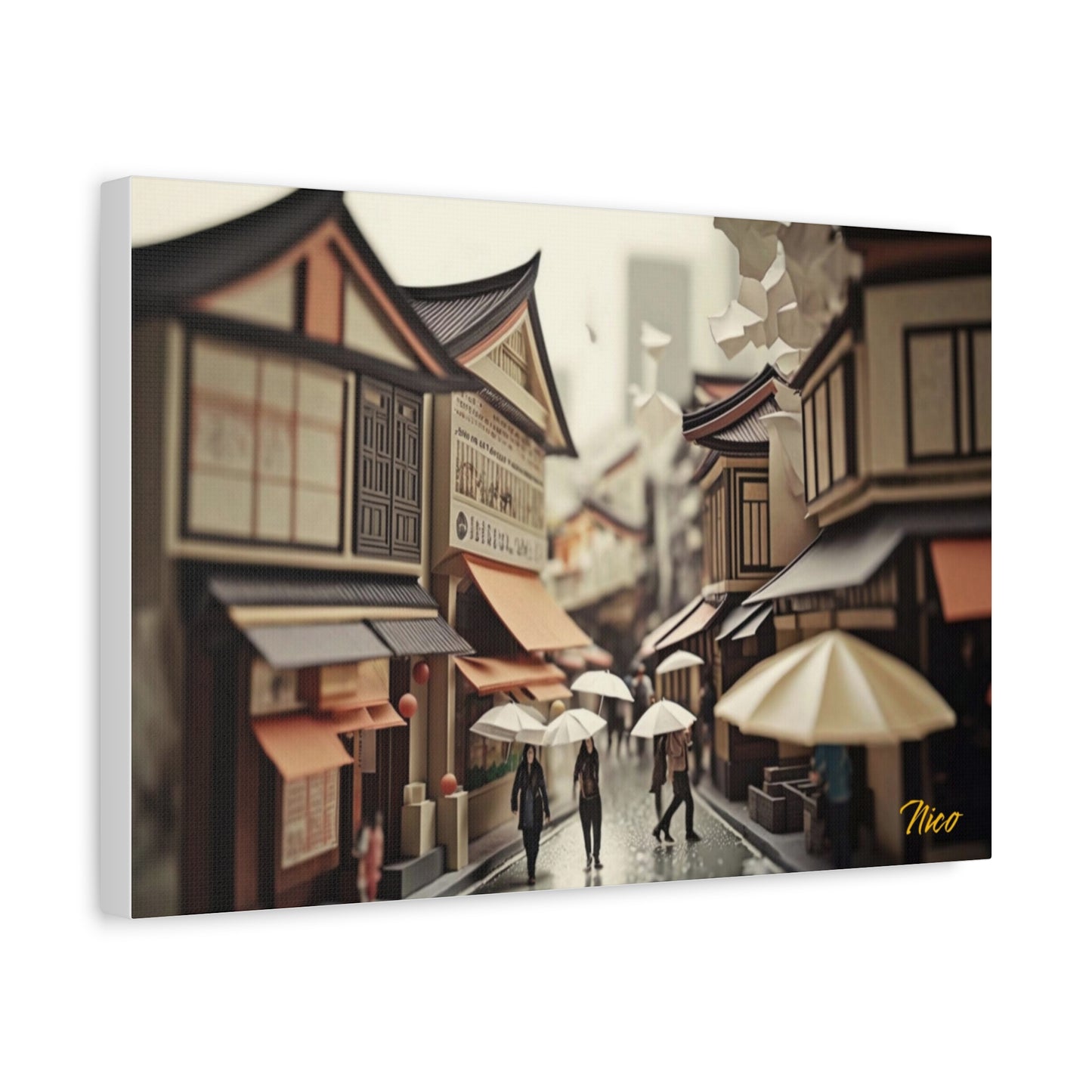 Oriental Rain Series Print #7 - Streched Matte Extended Canvas Print, 1.25" Thick