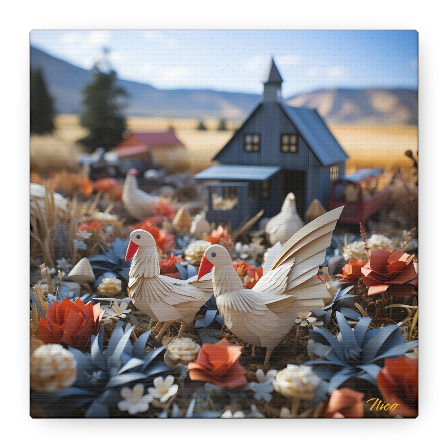 Meadow By The Farm Series Print #6 - Streched Matte Canvas Print, 1.25" Thick