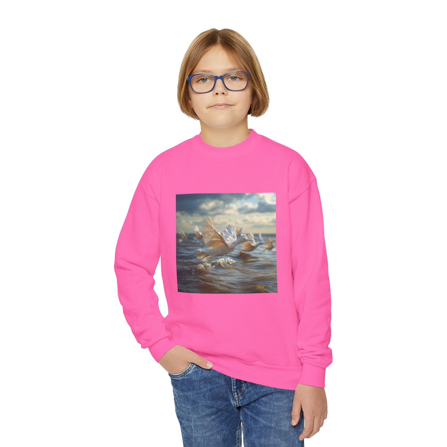 By The Seaside Series Print #8 Youth Crewneck Sweatshirt