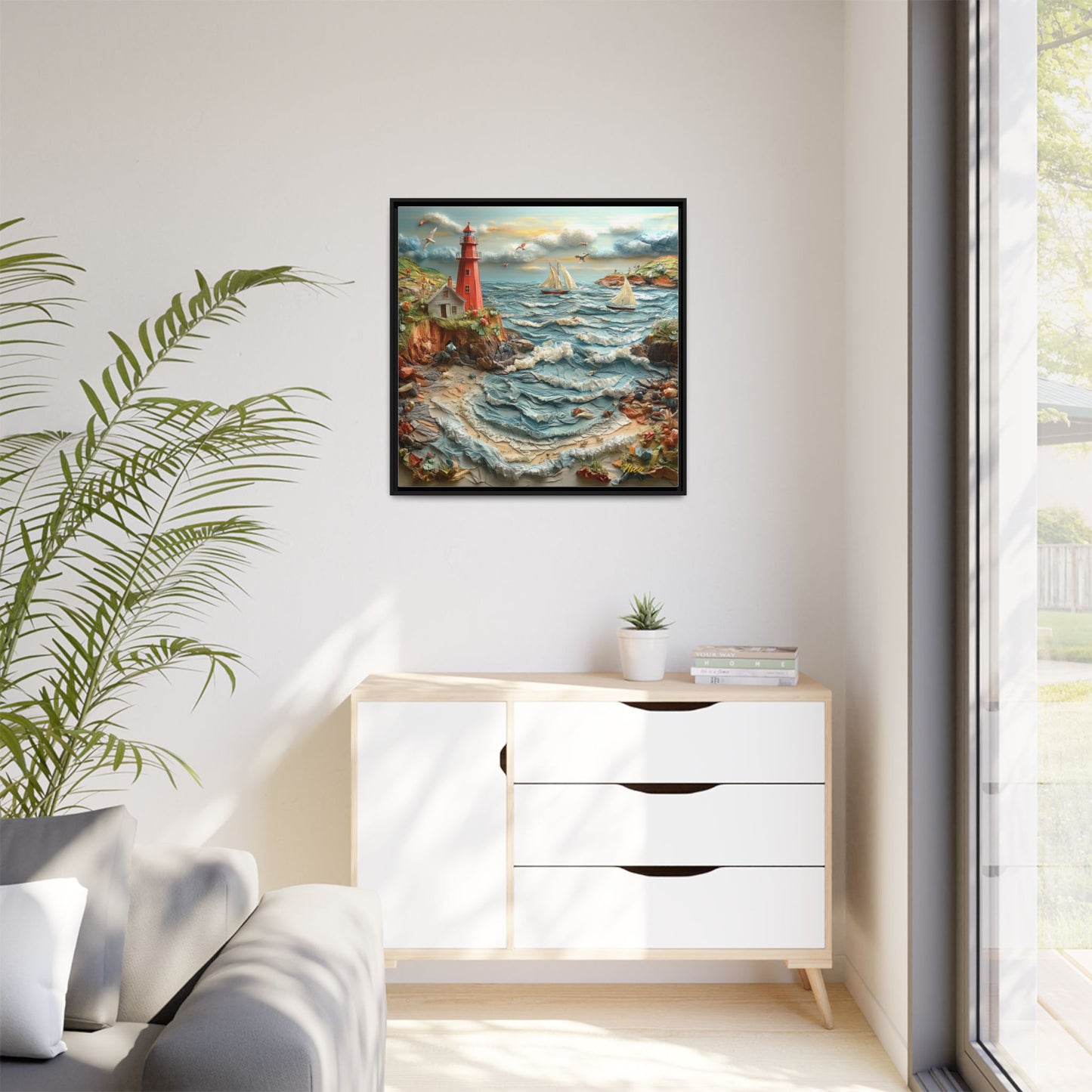 By The Seaside Series Print #2 - Black Framed Canvas Print