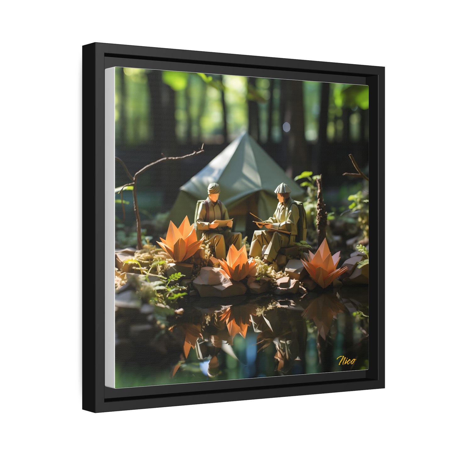 Relaxing By The Brook Series Print #7 - Black Framed Canvas Print