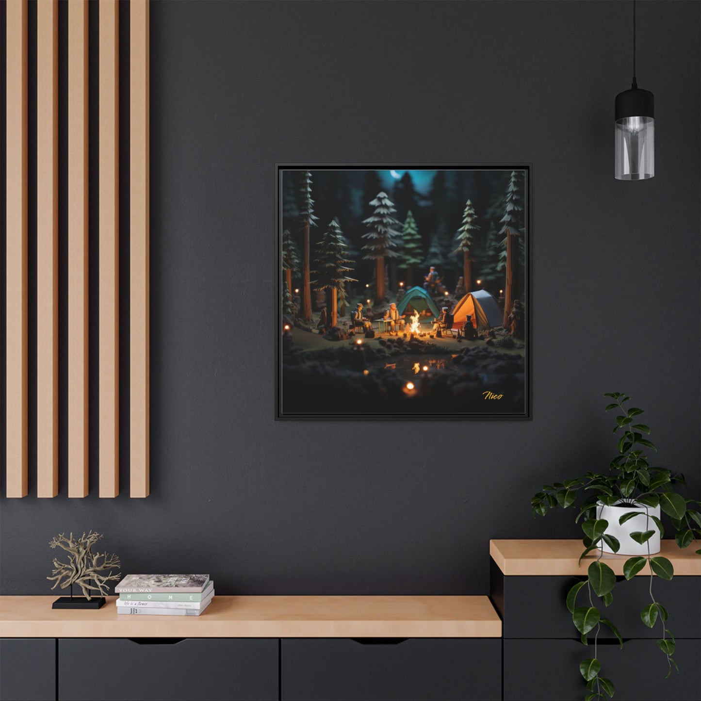 Under The Starry Skies Series Print #3 - Black Framed Canvas Print