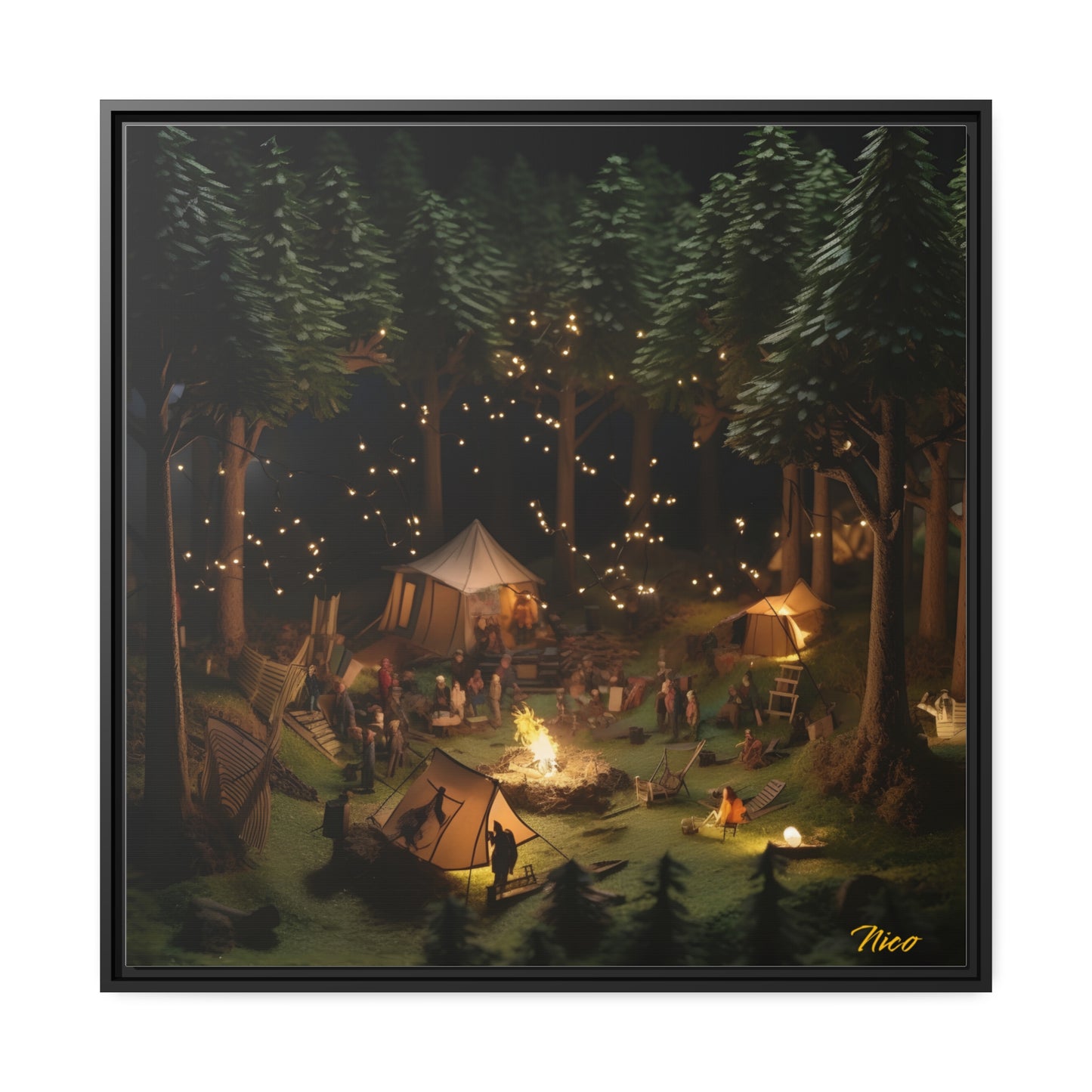 Campfire Series Print #5 - Black Framed Canvas Print