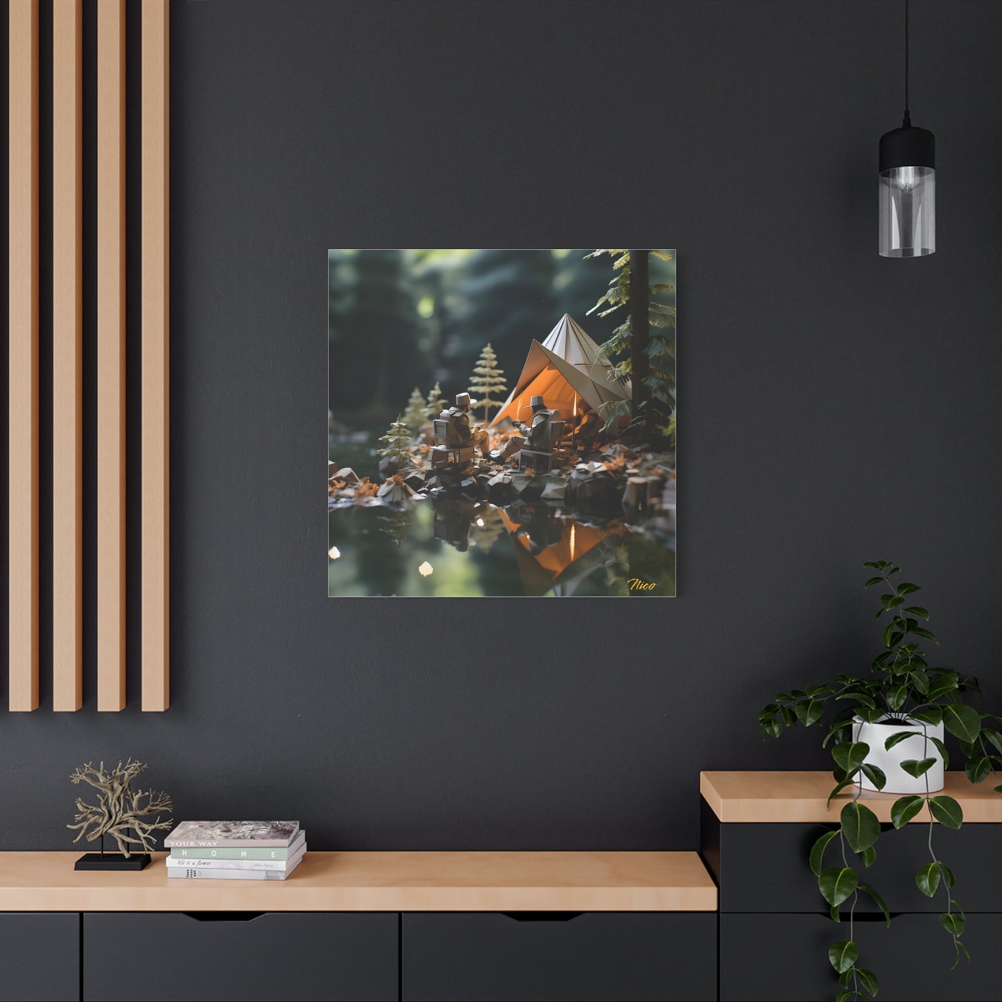 Relaxing By The Brook Series Print #10 - Streched Matte Canvas Print, 1.25" Thick