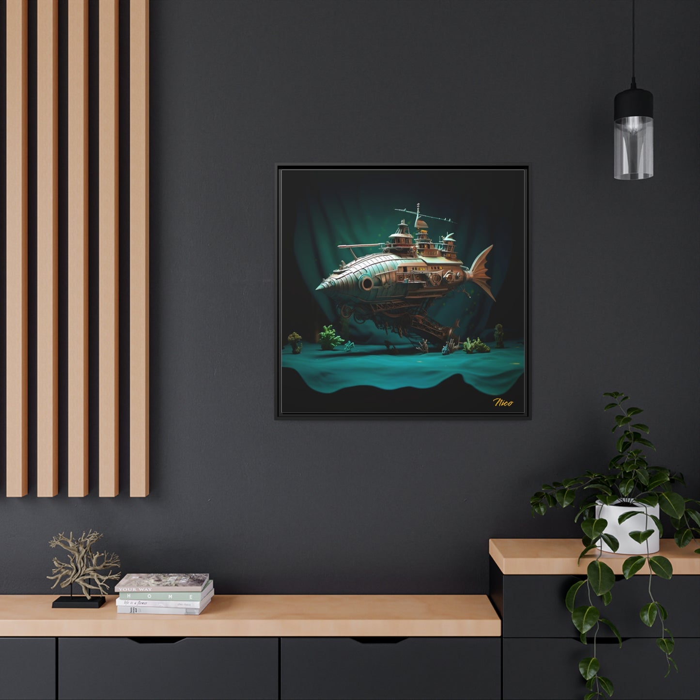 20,000 Under The Sea Series Print #2 - Black Framed Canvas Print