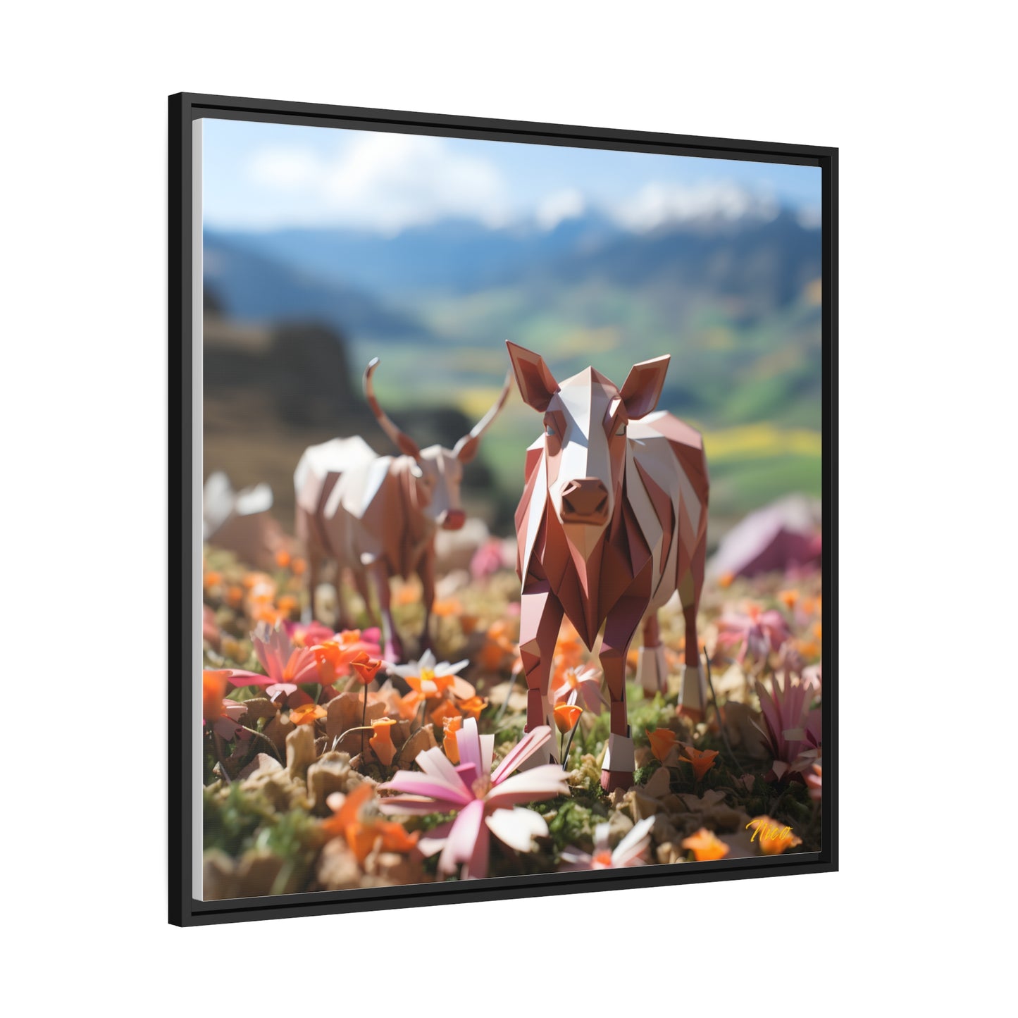 Meadow By The Farm Series Print #1 - Black Framed Canvas Print