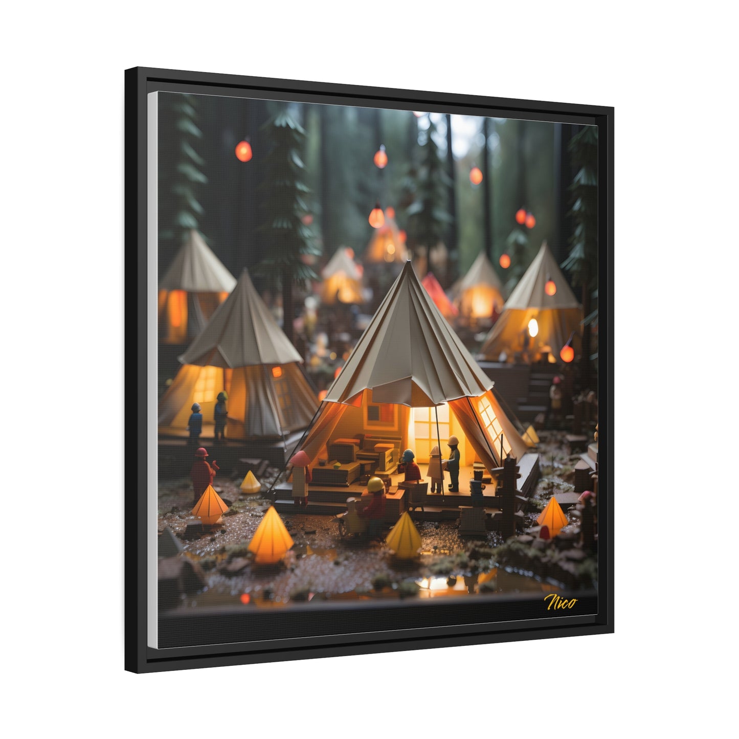 Camping In The Rain Series Print #10 - Black Framed Canvas Print